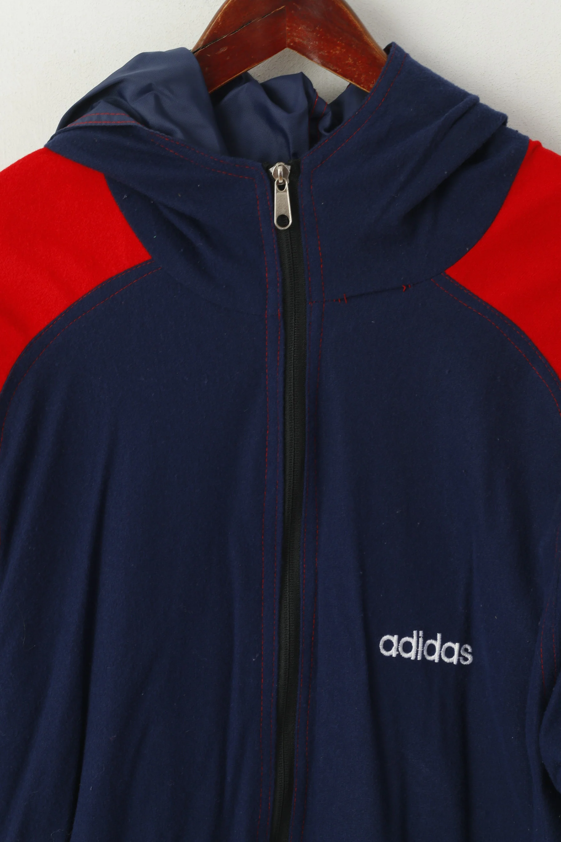 Adidas Men M Jacket Navy Vintage Red Double Sided Hooded Lightweight Top - Image 2
