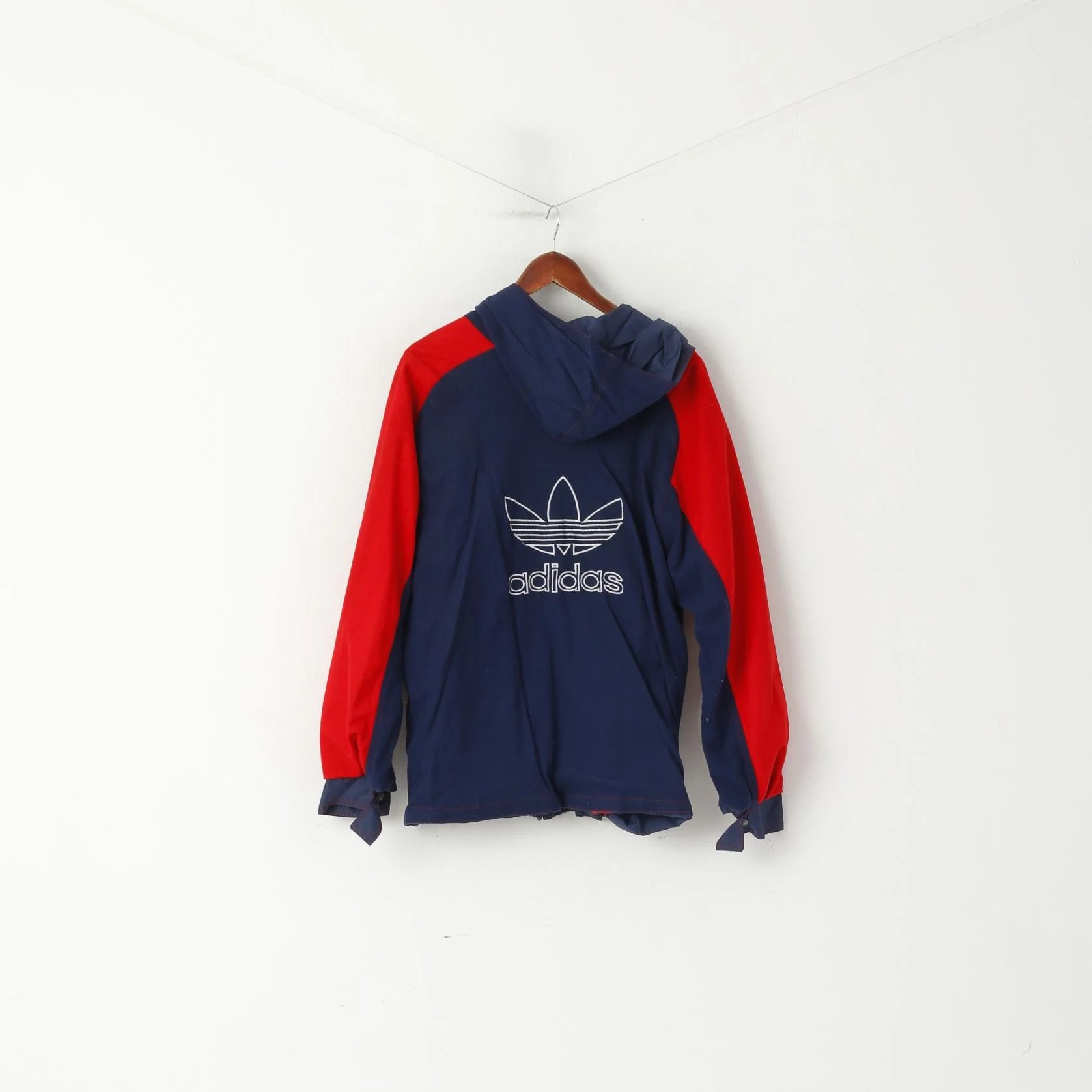 Adidas Men M Jacket Navy Vintage Red Double Sided Hooded Lightweight Top - Image 4