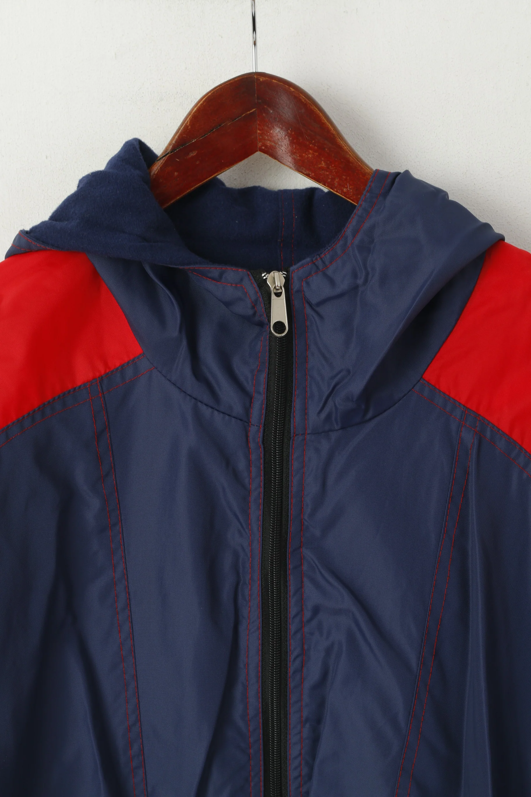Adidas Men M Jacket Navy Vintage Red Double Sided Hooded Lightweight Top - Image 6