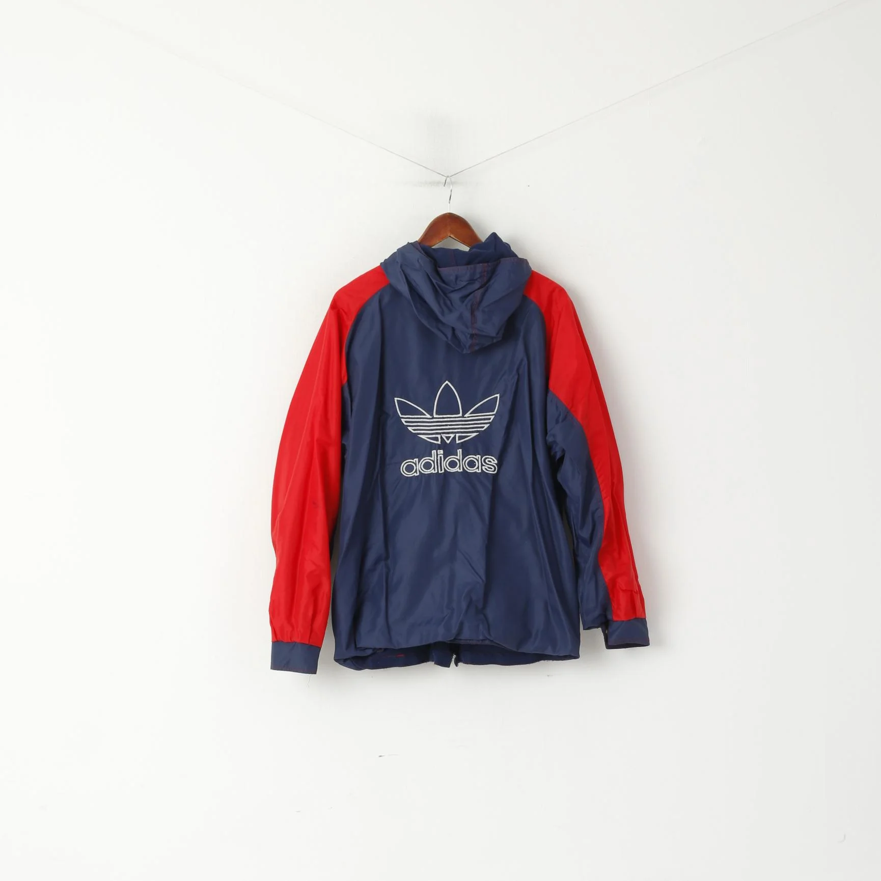Adidas Men M Jacket Navy Vintage Red Double Sided Hooded Lightweight Top - Image 8