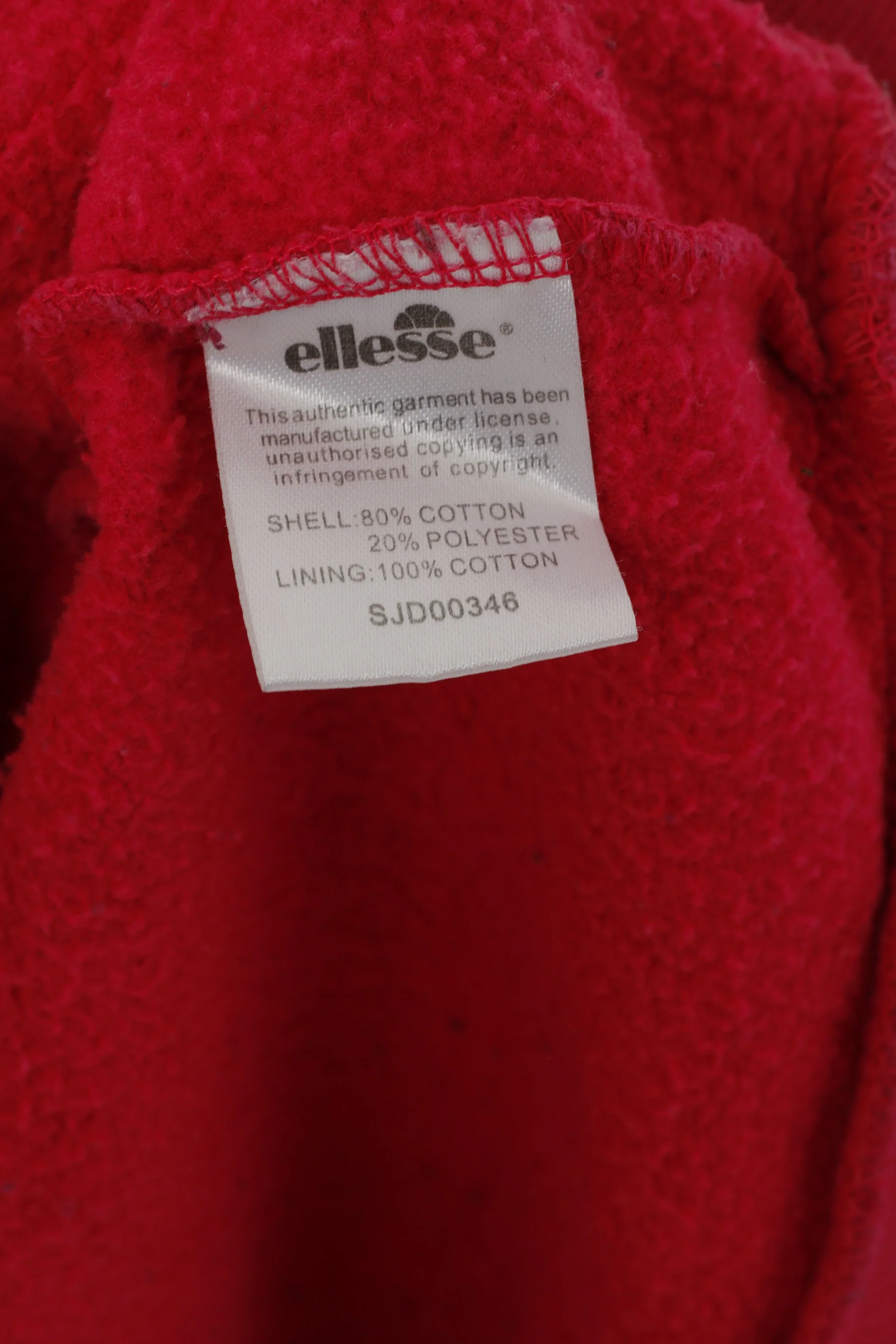 Ellesse Women XL Sweatshirt Pink Cotton Long Sportswear High Collar Top - Image 5