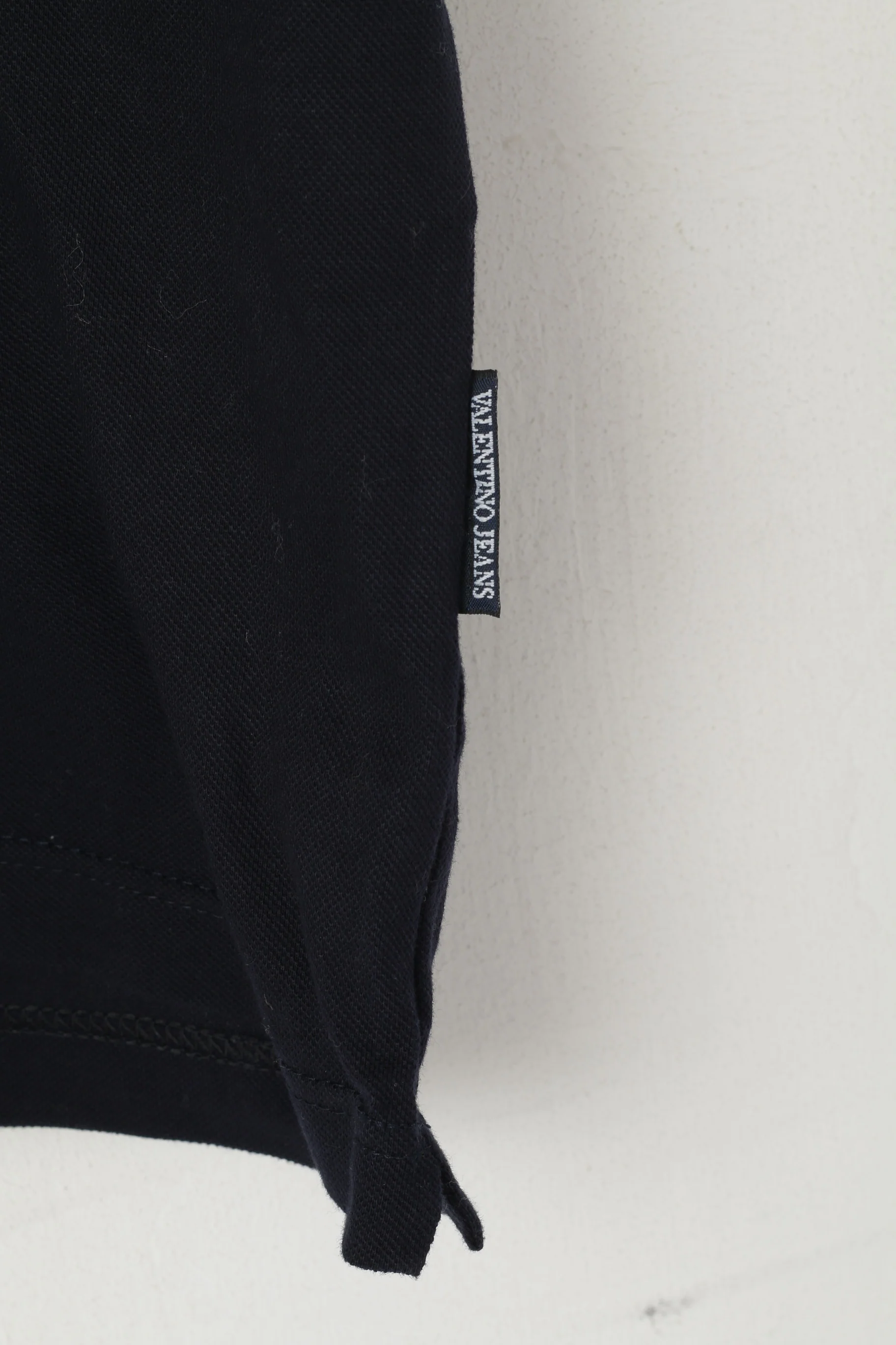 Valentino Jeans Men XXL 54 (L) Shirt Navy 100% Cotton V Neck Classic Logo Plain Top - Image 4