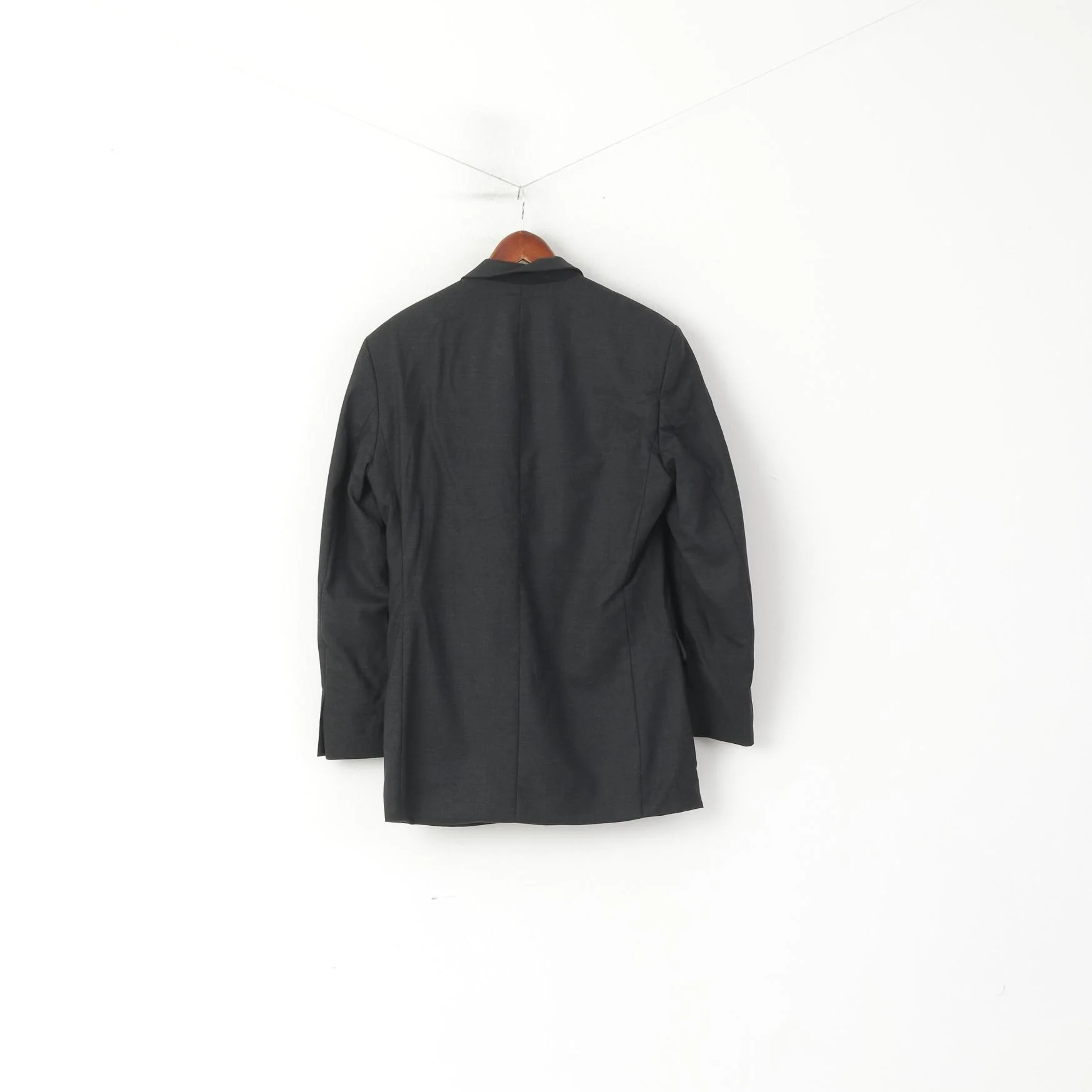 Nordiska Kompaniet Men 148 42 Blazer Charcoal 100% Wool Shoulder Pads Jacket - Image 8