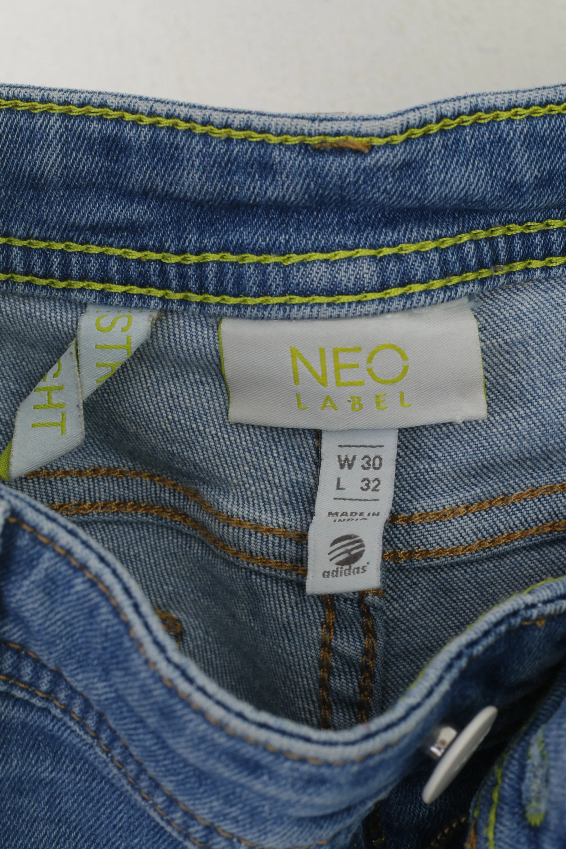 Adidas Neo Label Women 30 Jeans Trousers Blue Cotton Straight Leg Stretch Pants - Image 4