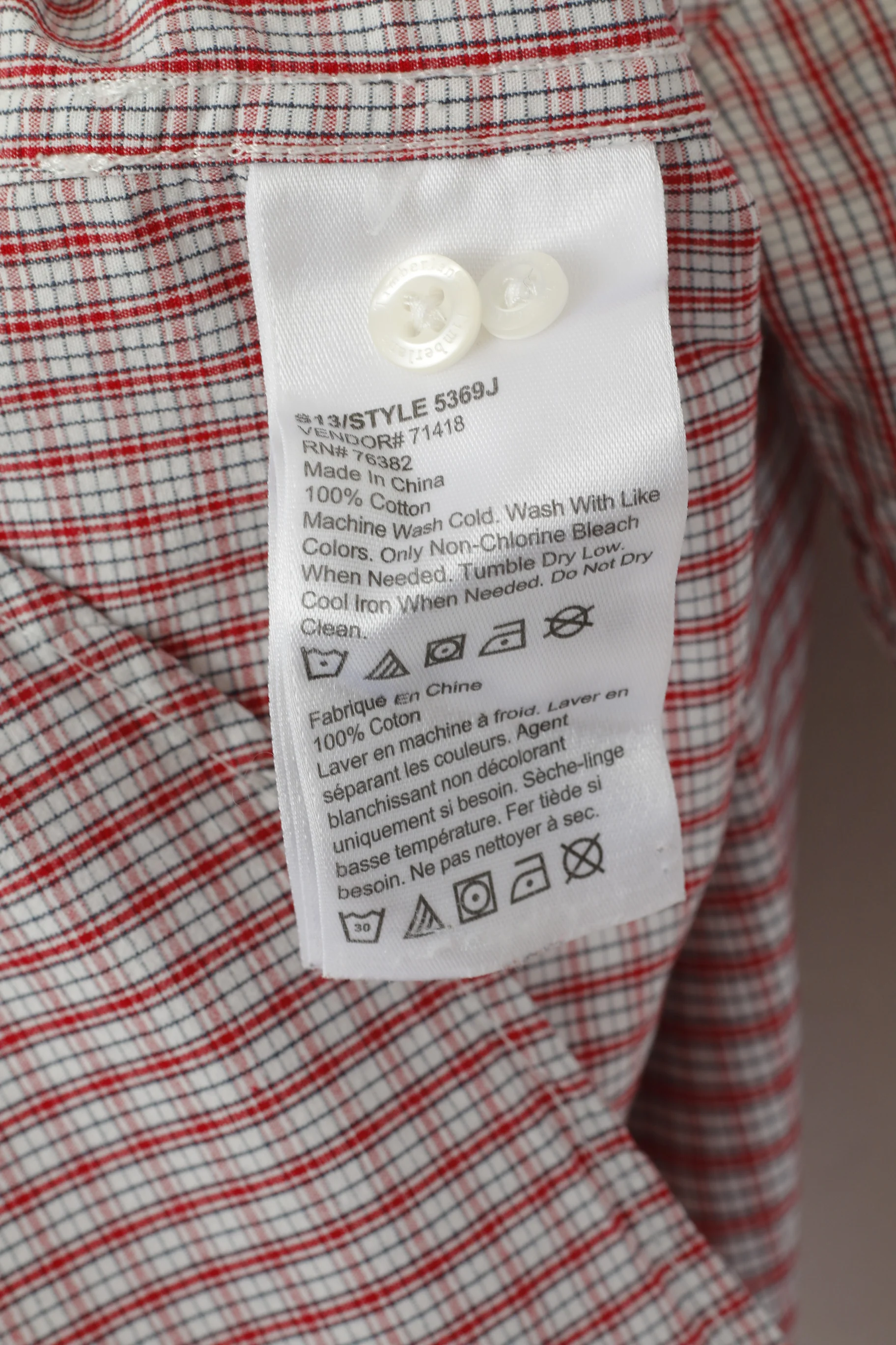 Timberland Men S Casual Shirt Red Check Cotton Regular Fit Long Sleeve Top - Image 5