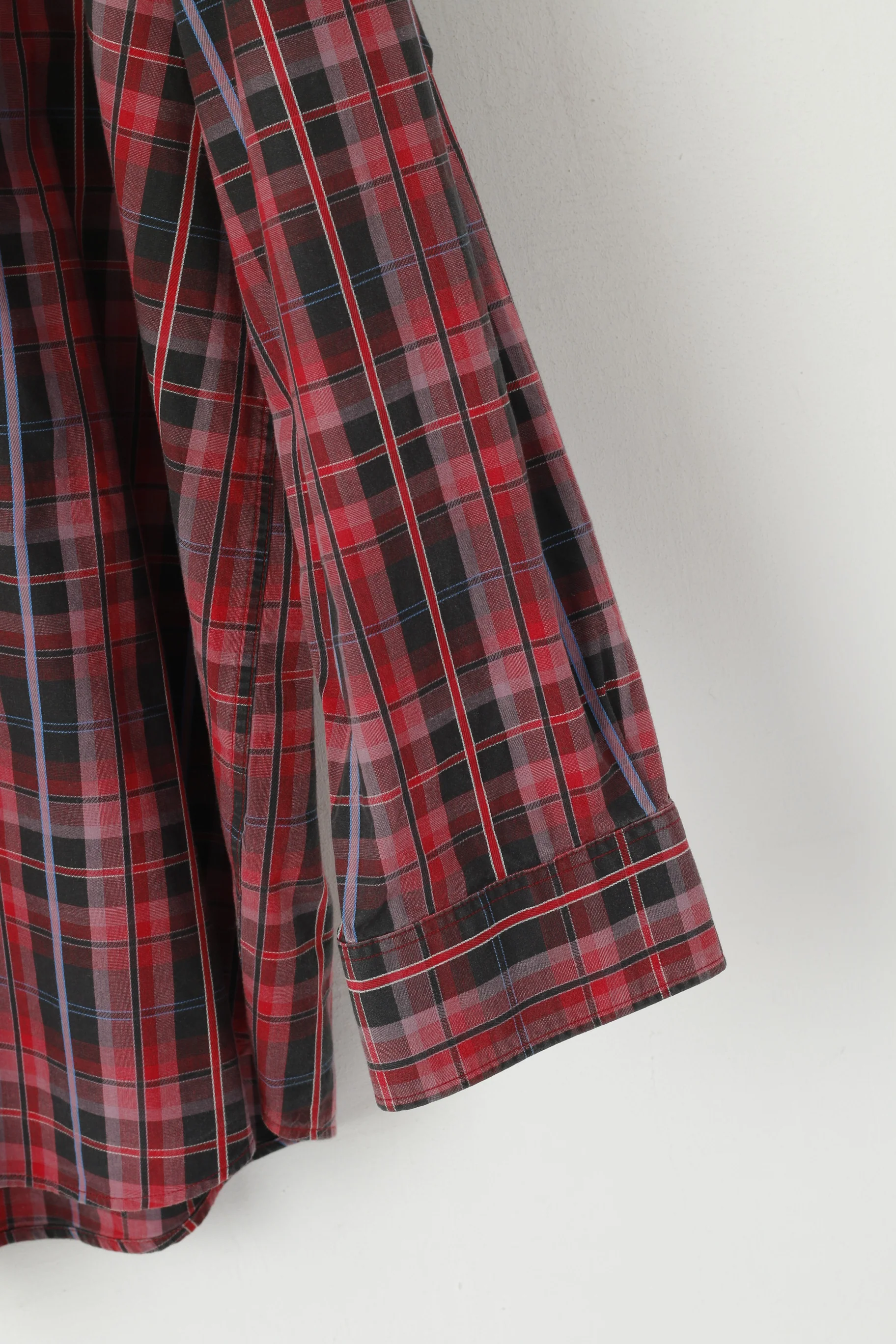 Cutter & Buck Men 4XL Casual Shirt Red Cotton Check Plus Size Long Sleeve Top - Image 3