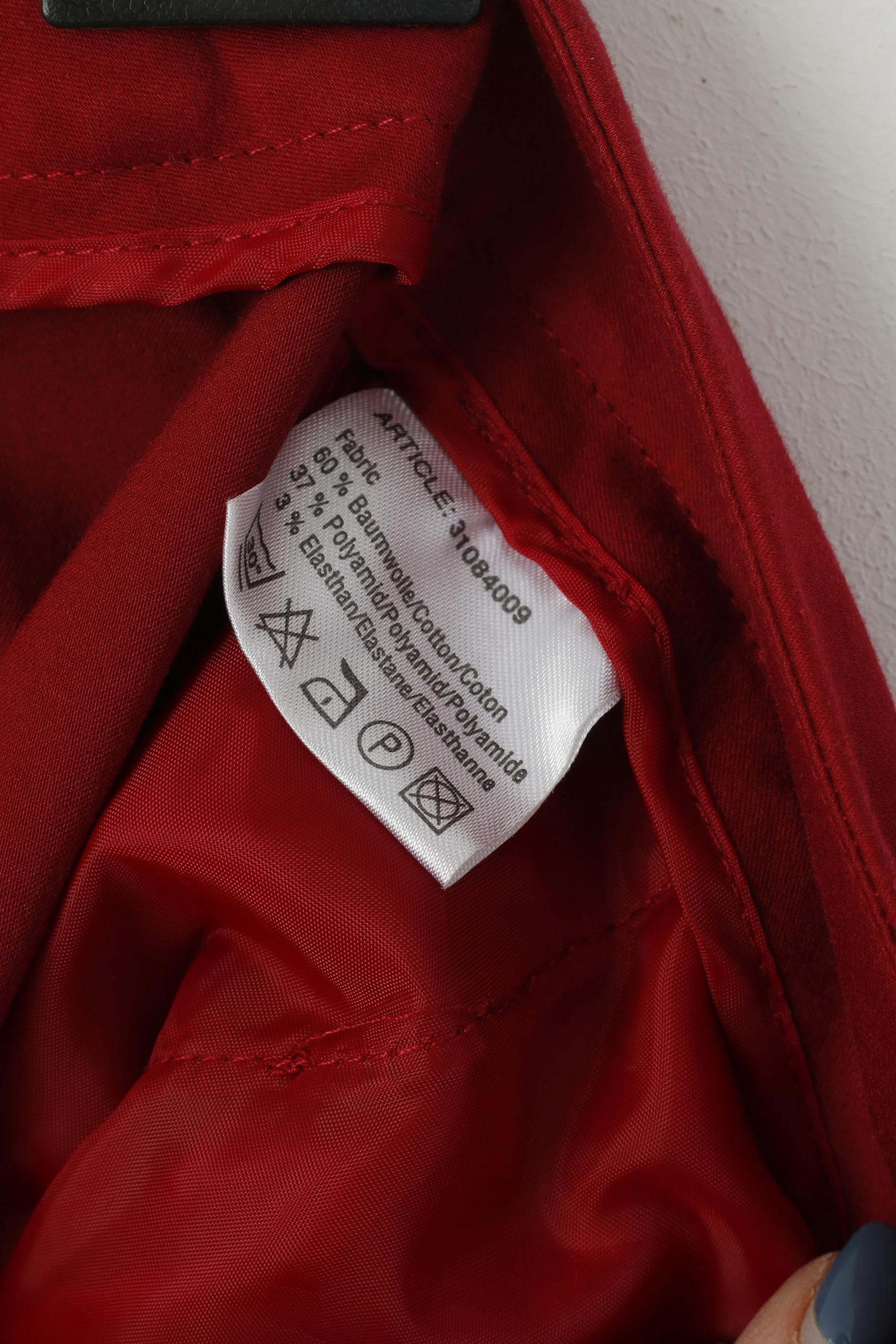 New More & More Women 42 L Trousers Maroon Cotton Stretch Fit Classic Pants - Image 3