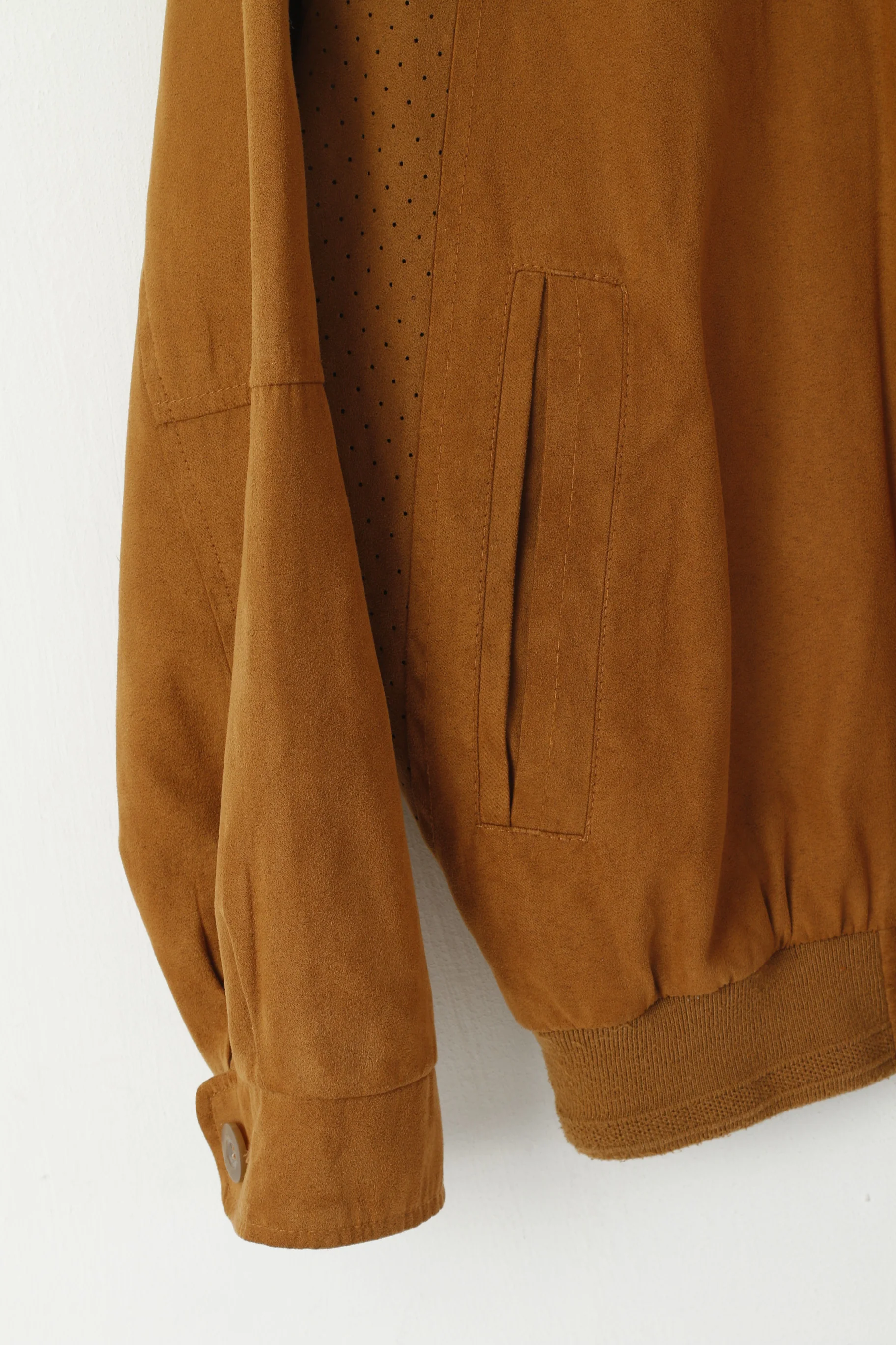 Weatherguard Men L Bomber Jacket Camel Retro Soft Lightweight Full Zipper Classic Top - Image 3