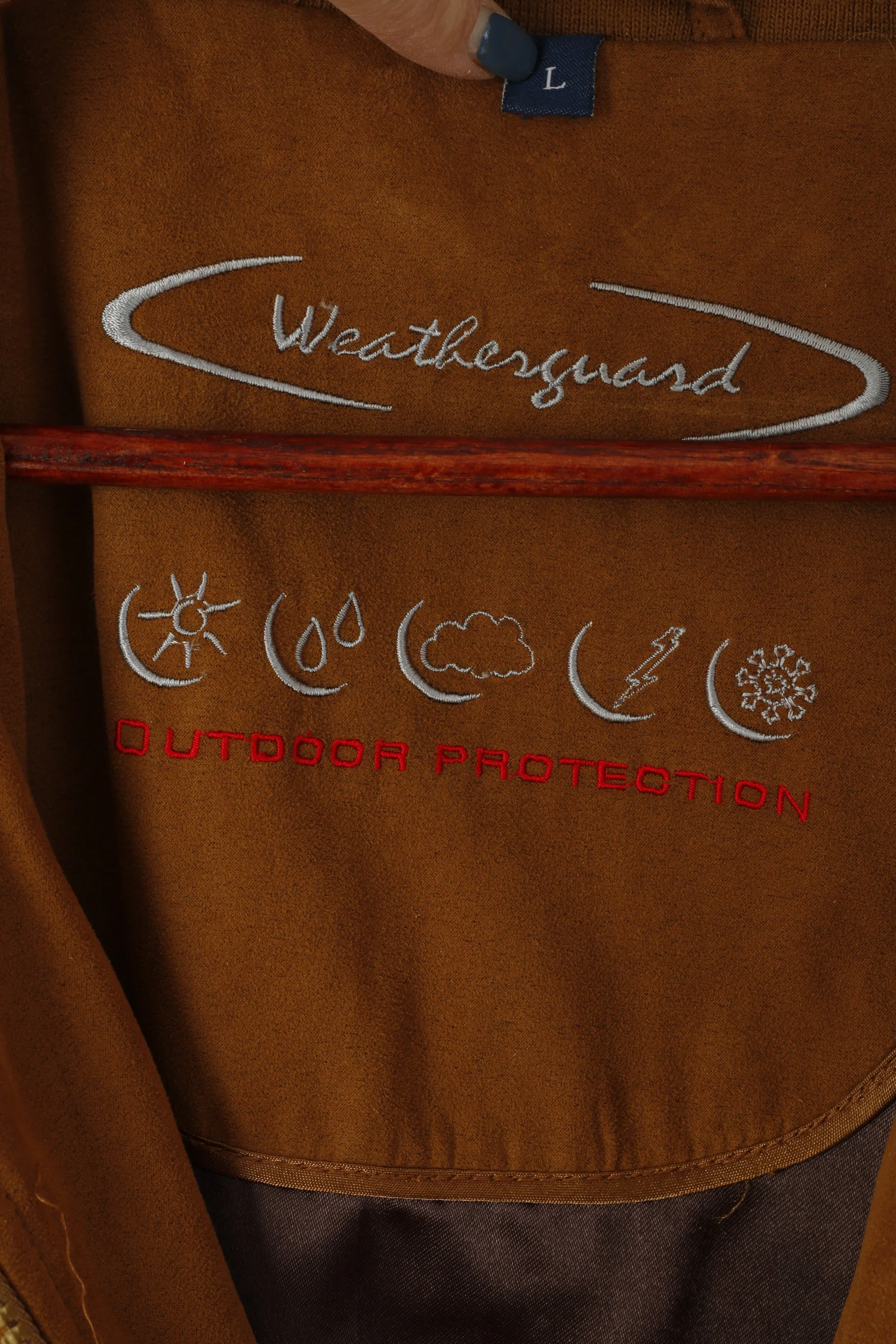 Weatherguard Men L Bomber Jacket Camel Retro Soft Lightweight Full Zipper Classic Top - Image 4