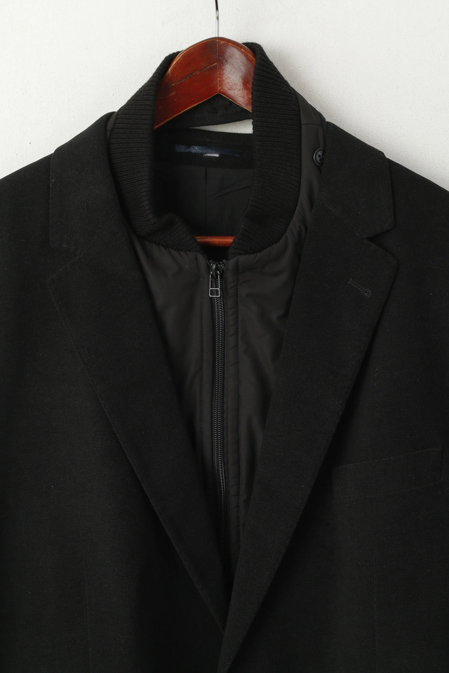 J. Philipp Belara Men 58 XL Blazer Black 2w1 Funel Neck Single Breasted Jacket - Image 2