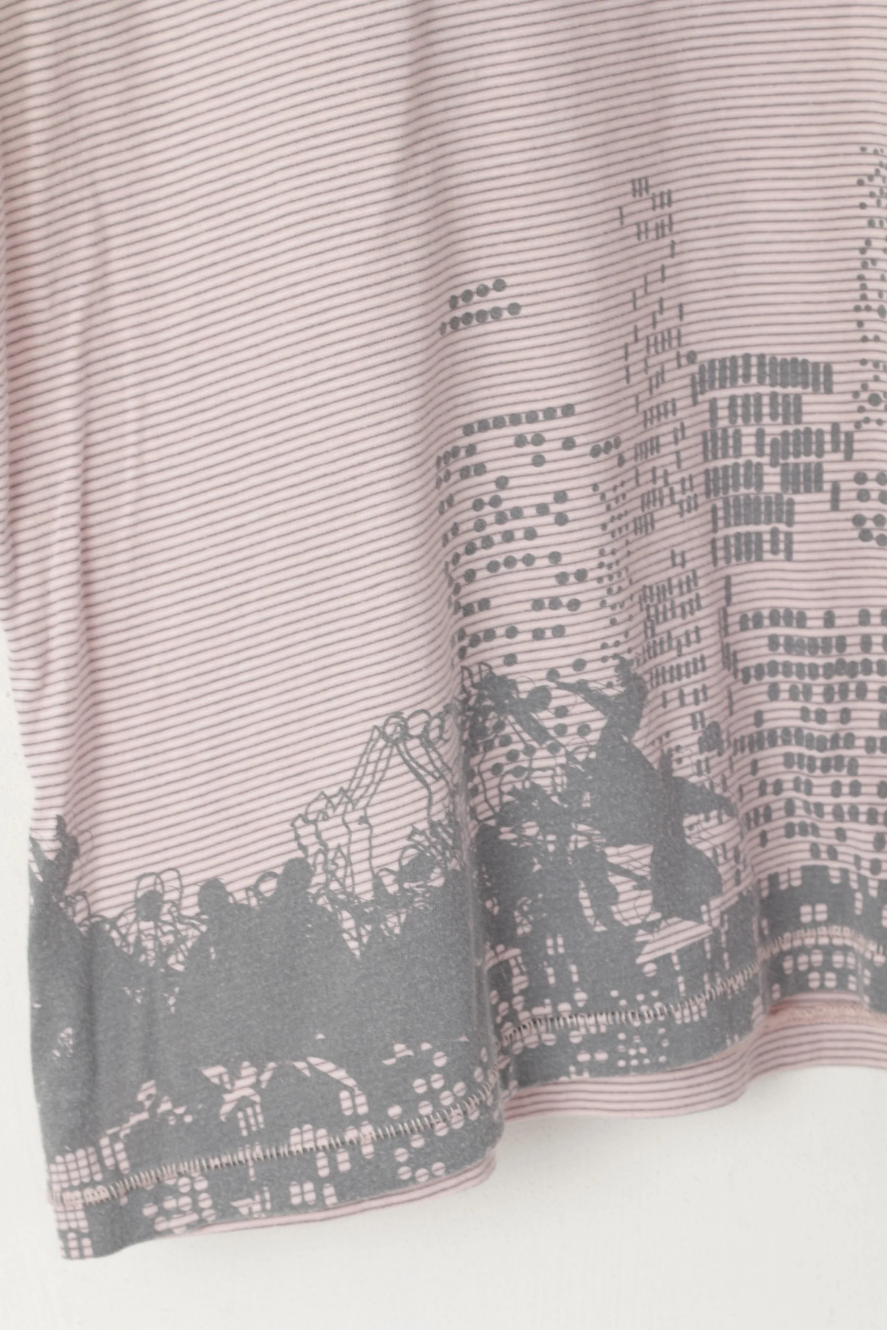 Nike Men M 48/52 Shirt Pink Grey Striped Cotton V Neck Sport Classic Fit Top - Image 3
