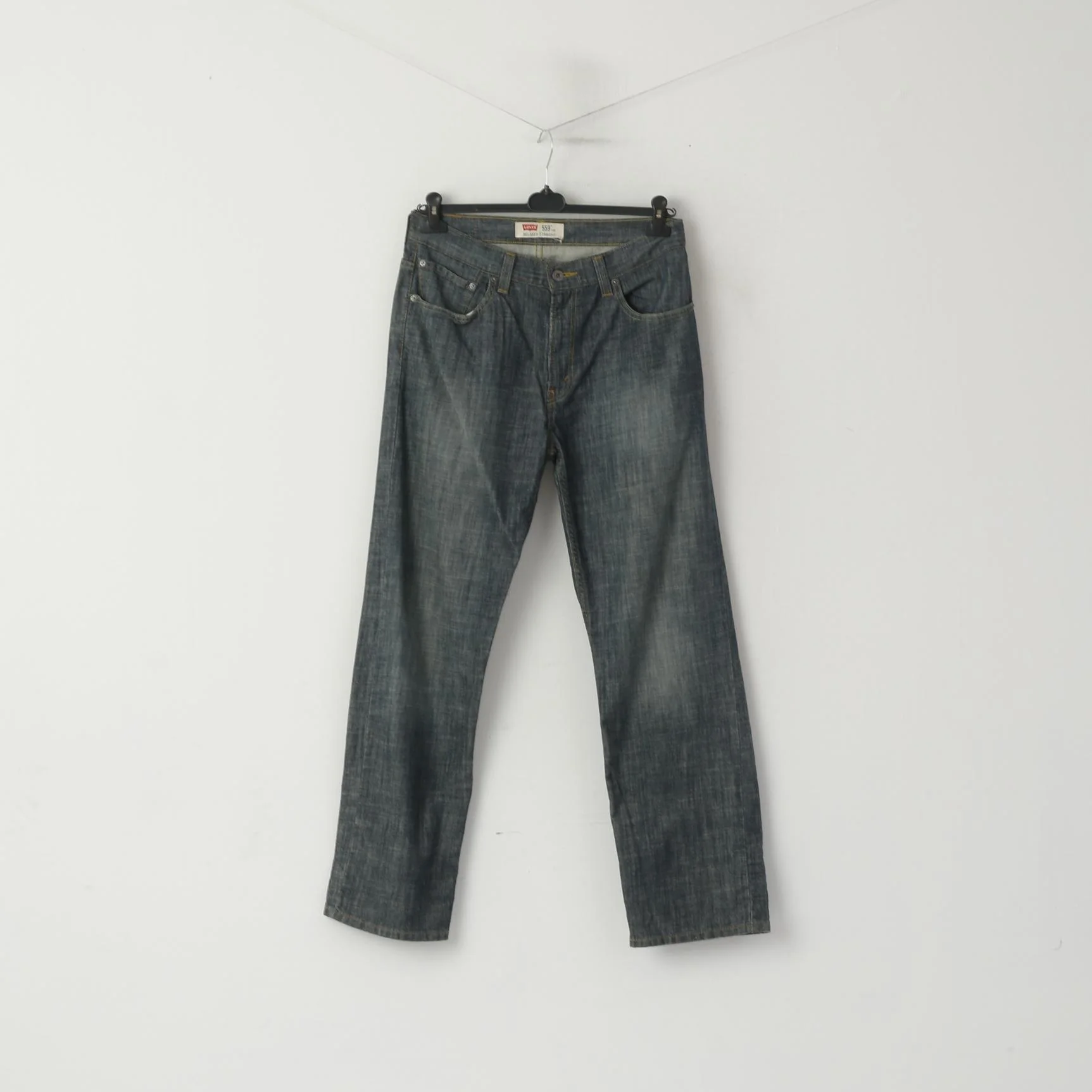 Levi's 559 Men 33 Jeans Trousers Navy Relaxed Straight Leg Denim Cotton Pants