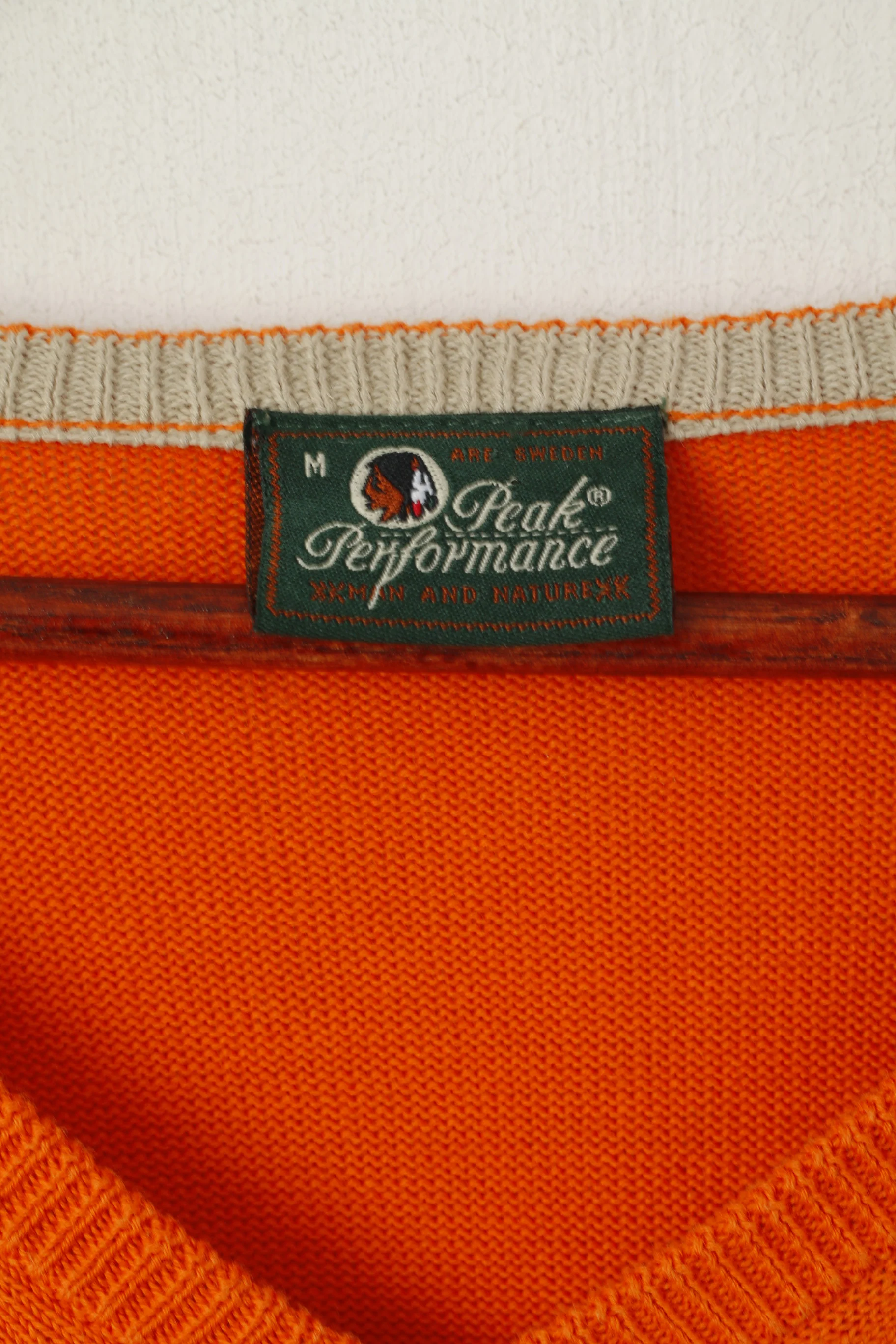 Peak Performance Women M Jumper Orange Cotton V Neck Slim Fit Sweater - Image 4