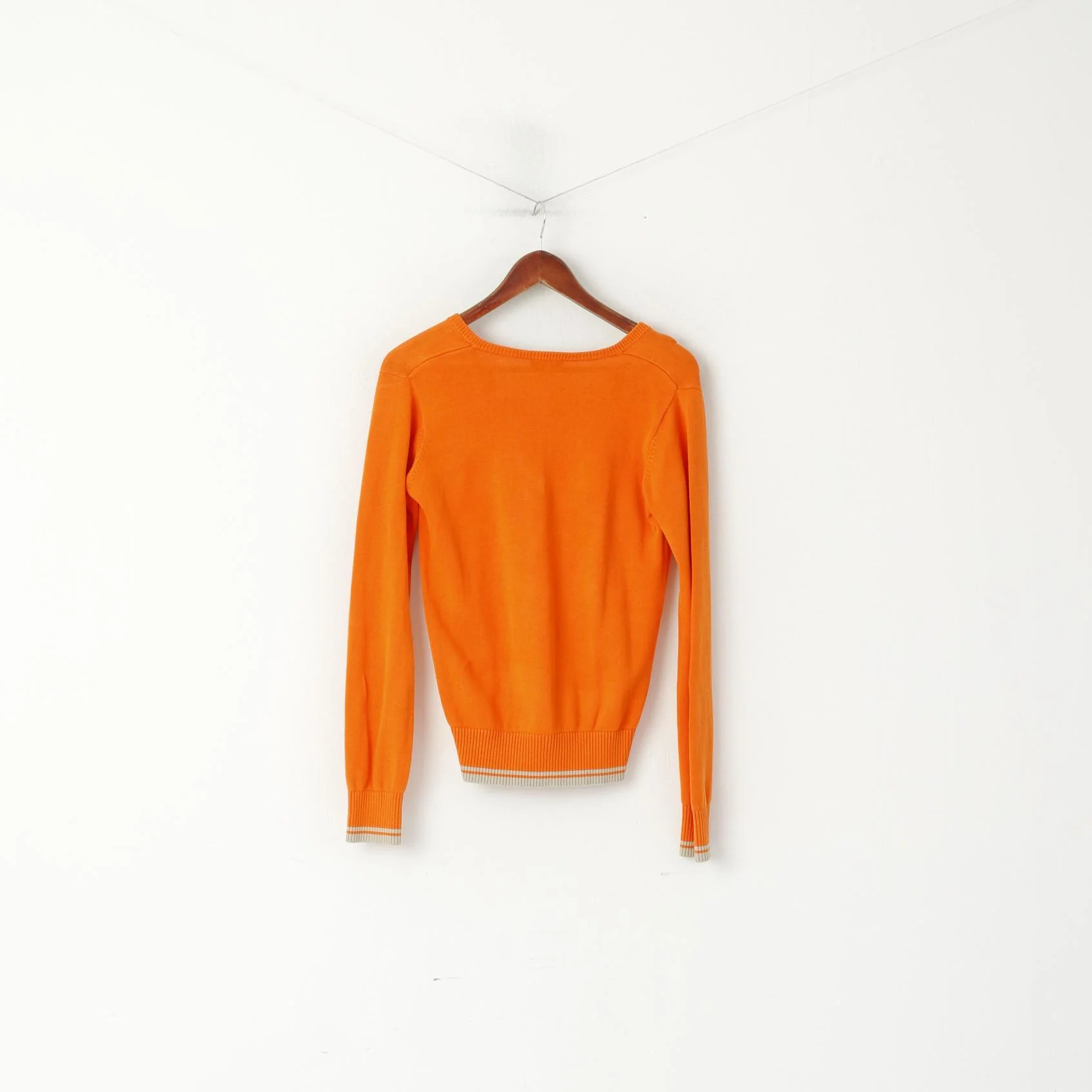 Peak Performance Women M Jumper Orange Cotton V Neck Slim Fit Sweater - Image 6