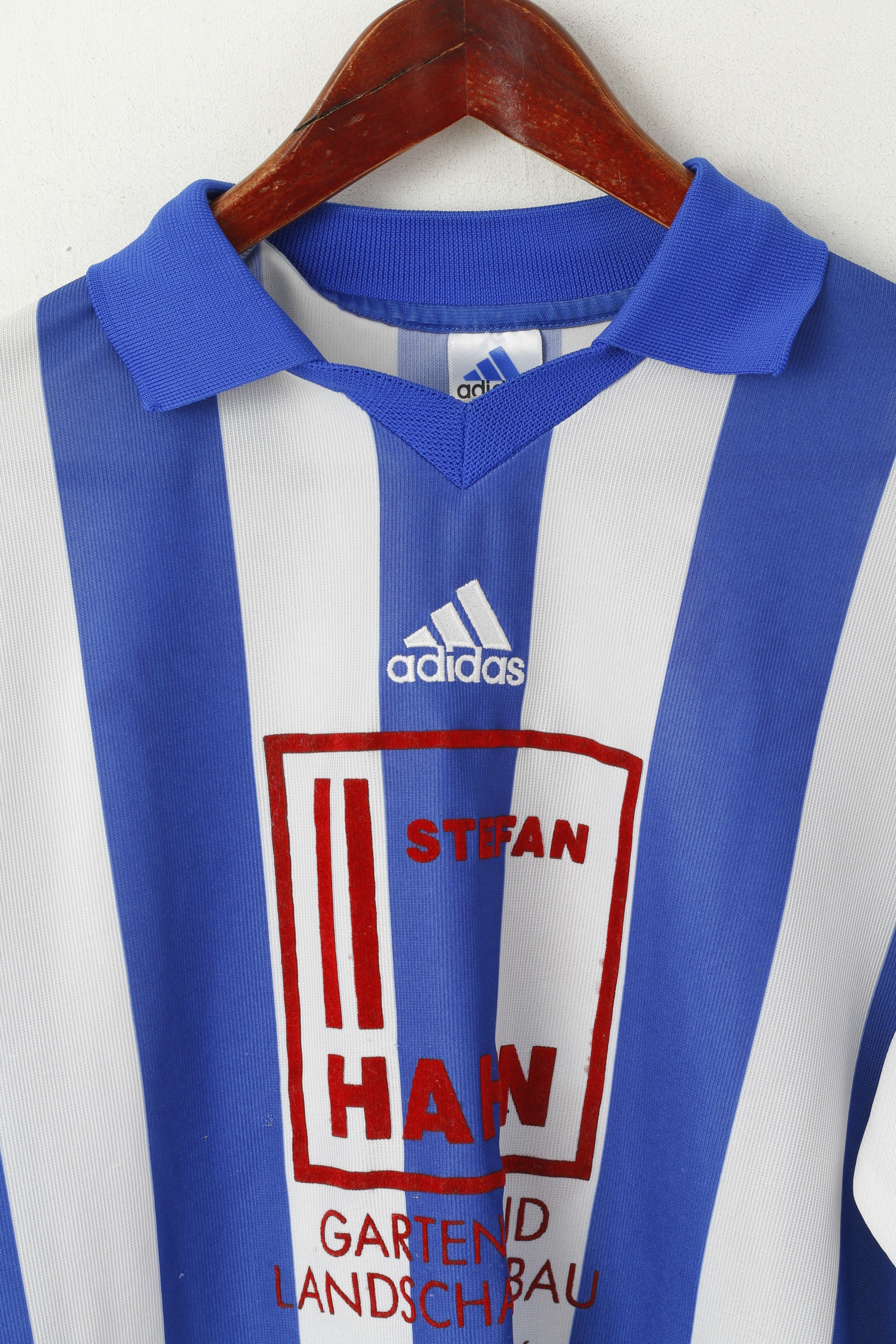 Adidas Men S Polo Shirt Blue Vintage FC Hansa Schwanewede Football #5 Jersey Top - Image 2