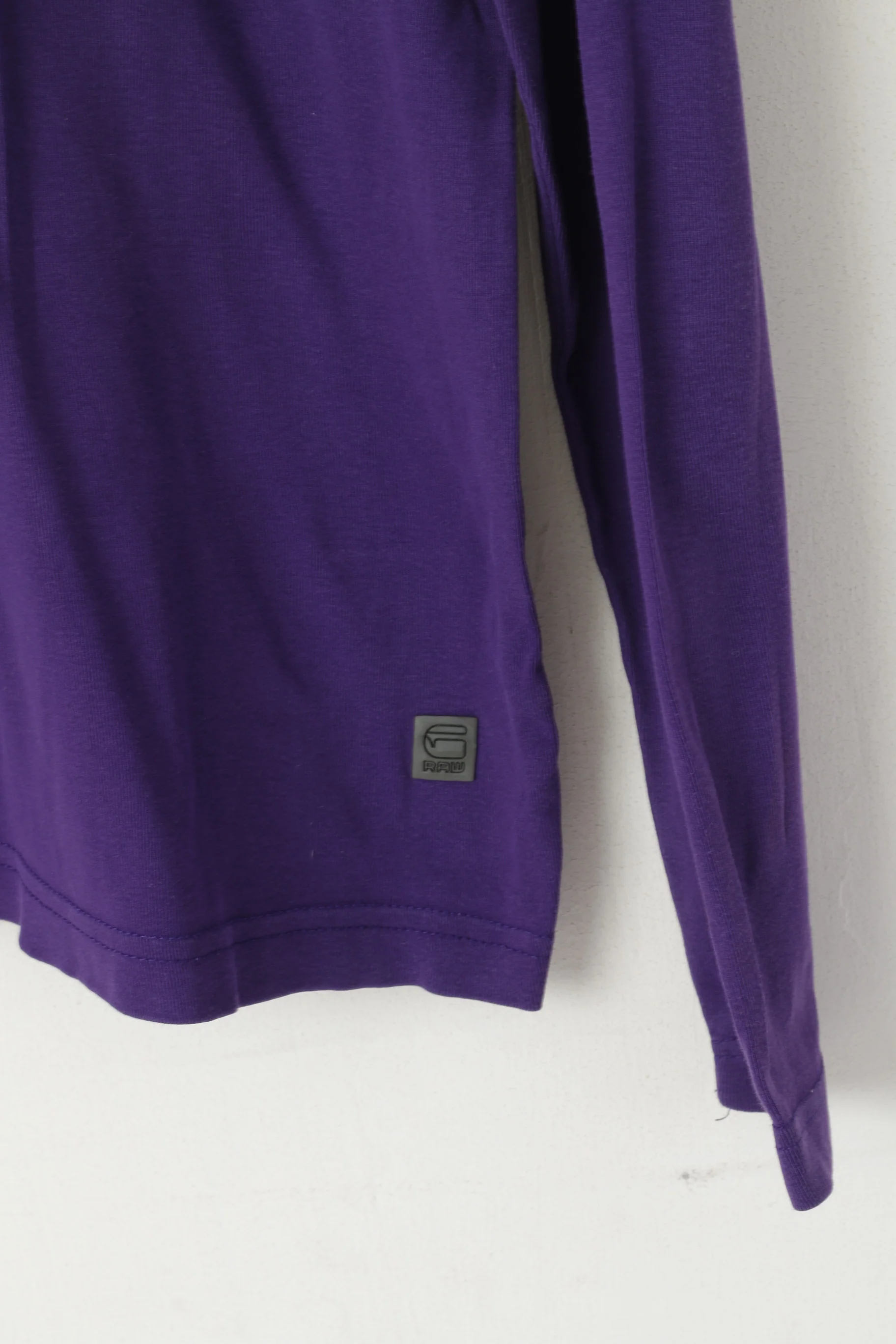 G-Star Men XL (L) Long Sleeved Shirt Purple Cotton Crew Neck Logo Top - Image 3