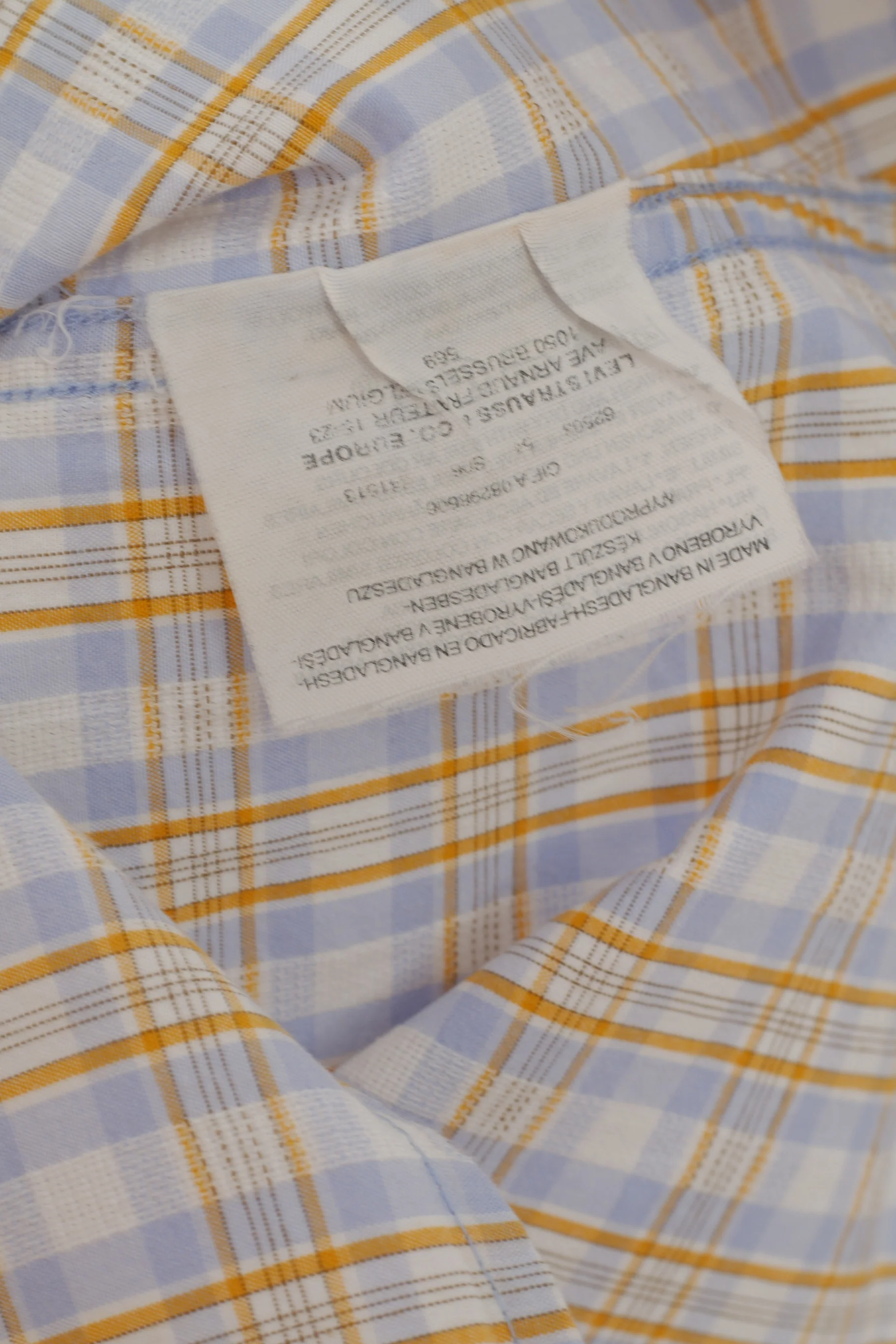 Levi's Men M Casual Shirt Blue Check Cotton Slim Fit Short Sleeve Top - Image 5