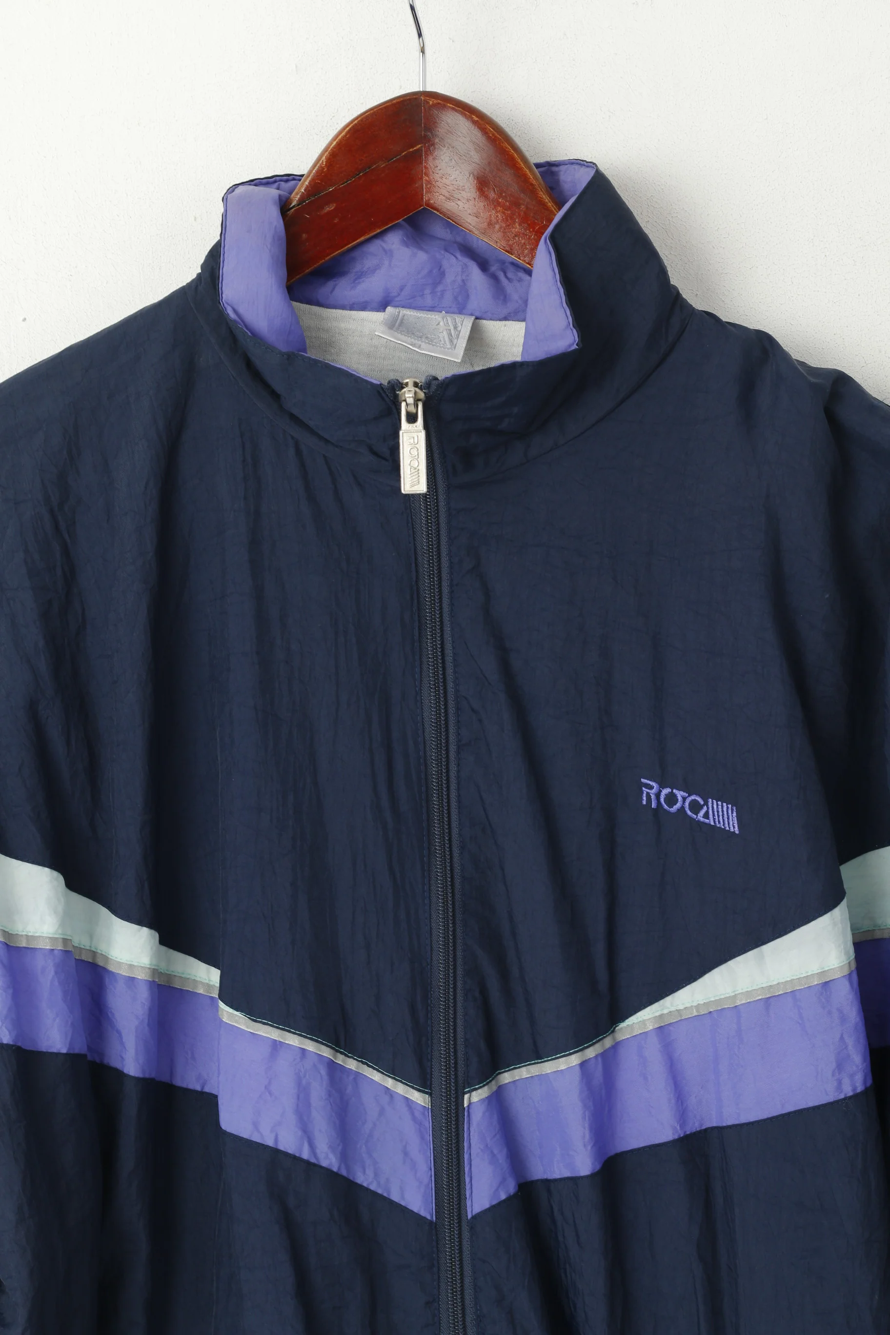 Roca Men XL Jacket Navy Vintage Festival Nylon Waterproof Zip Up Track Top - Image 2
