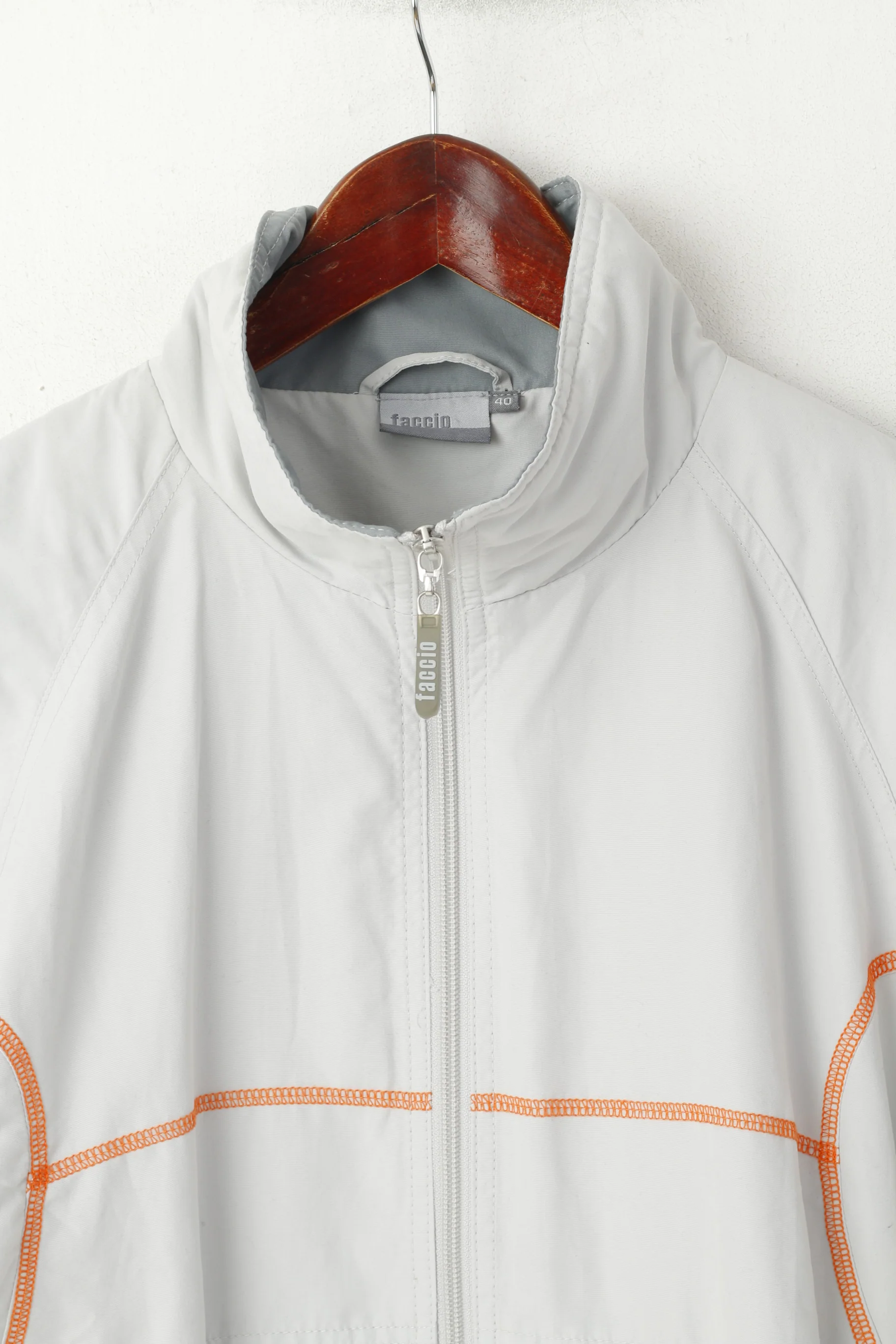 Faccio Men 40 M Jacket Grey Sportswear Lightweight Full Zipper Retro Top - Image 2
