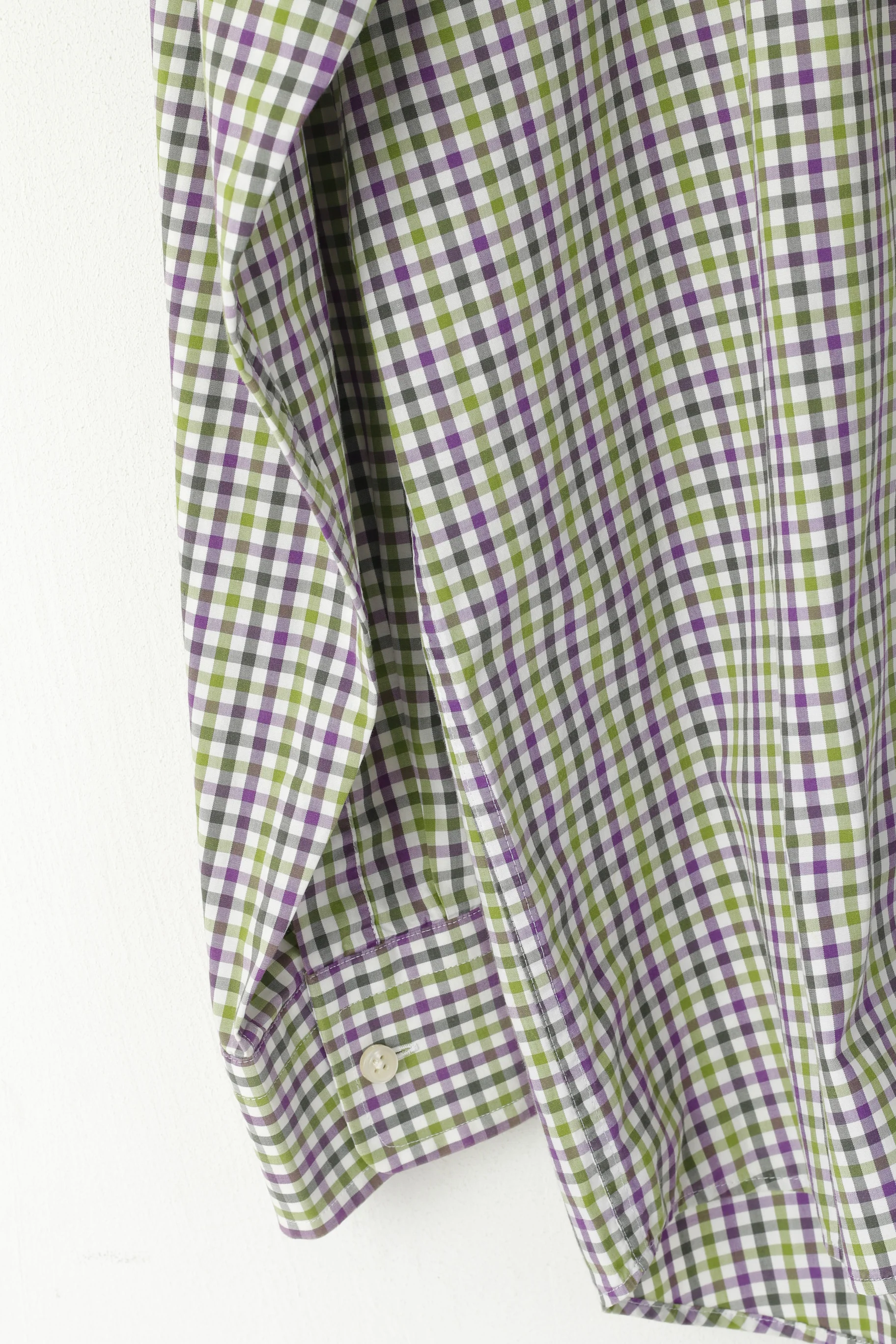 GANT Men L Casual Shirt Green Purple Check Cotton Comfy Poplin Long Sleeve Top - Image 3