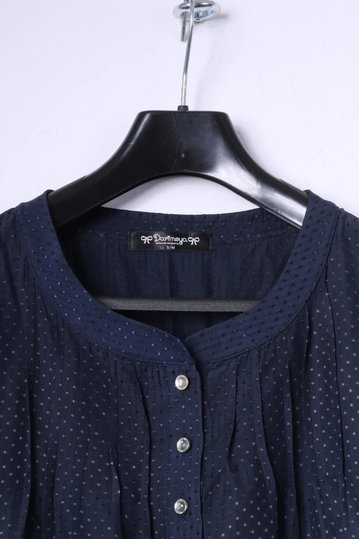 Darimeya Womens S/M Mini Dress Navy Summer Sweet Boho Tunic - Image 3
