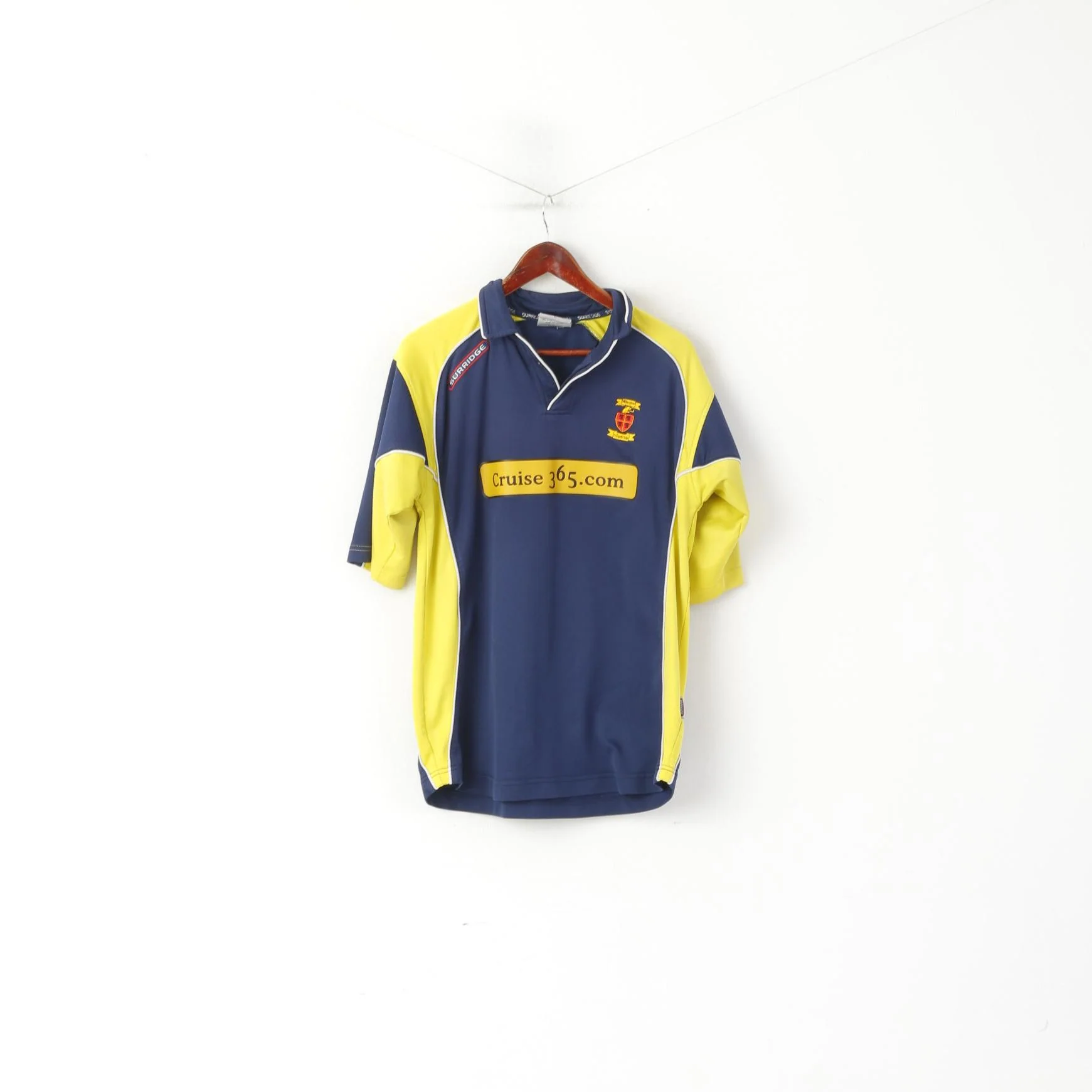 Surridge Men L Polo Shirt Navy Willington Cricket Club Cruise Jersey Vintage Top