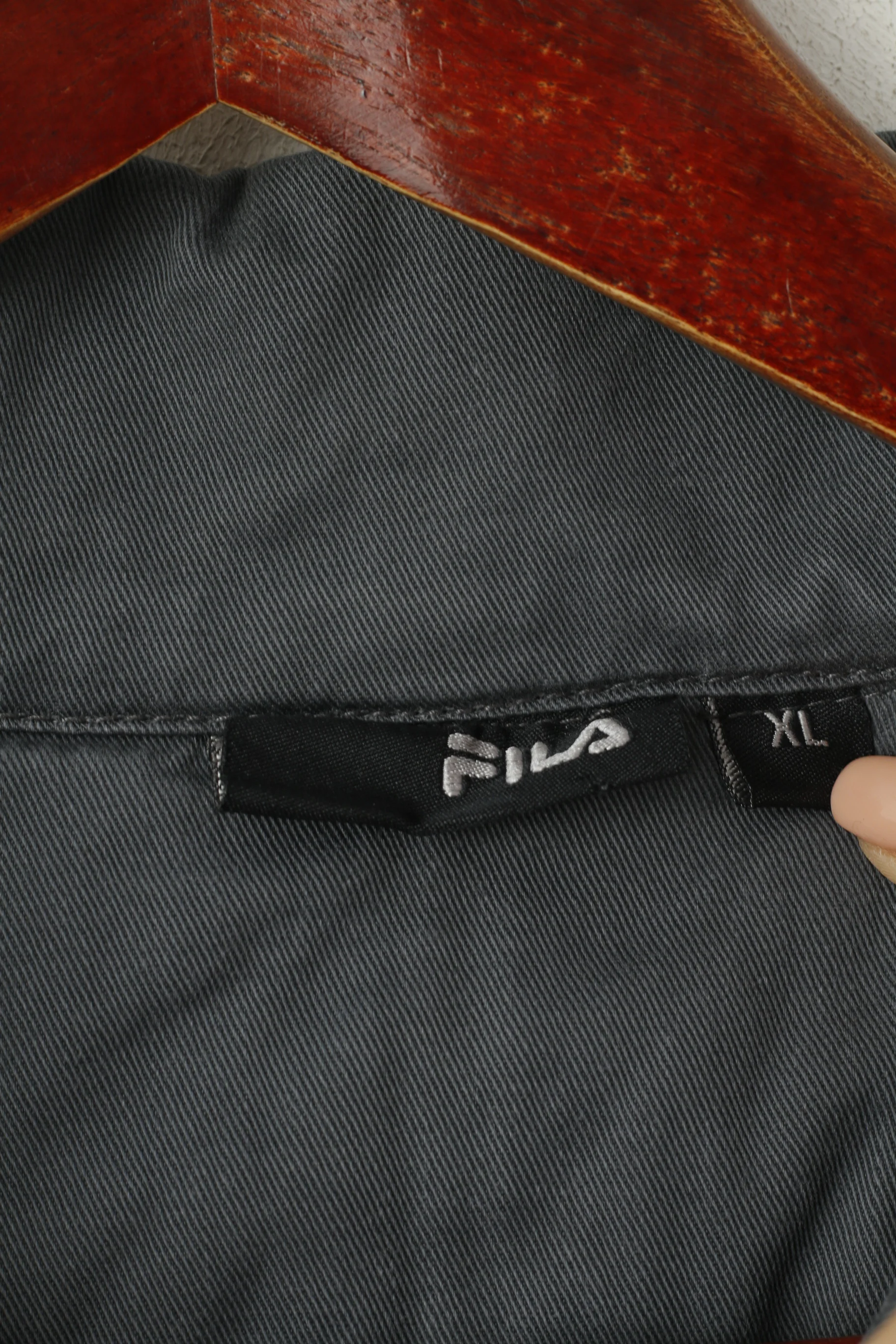FILA Men XL (M) Jacket Grey Cotton Padded Full Zipper Military Pockets Classic Top - Image 4