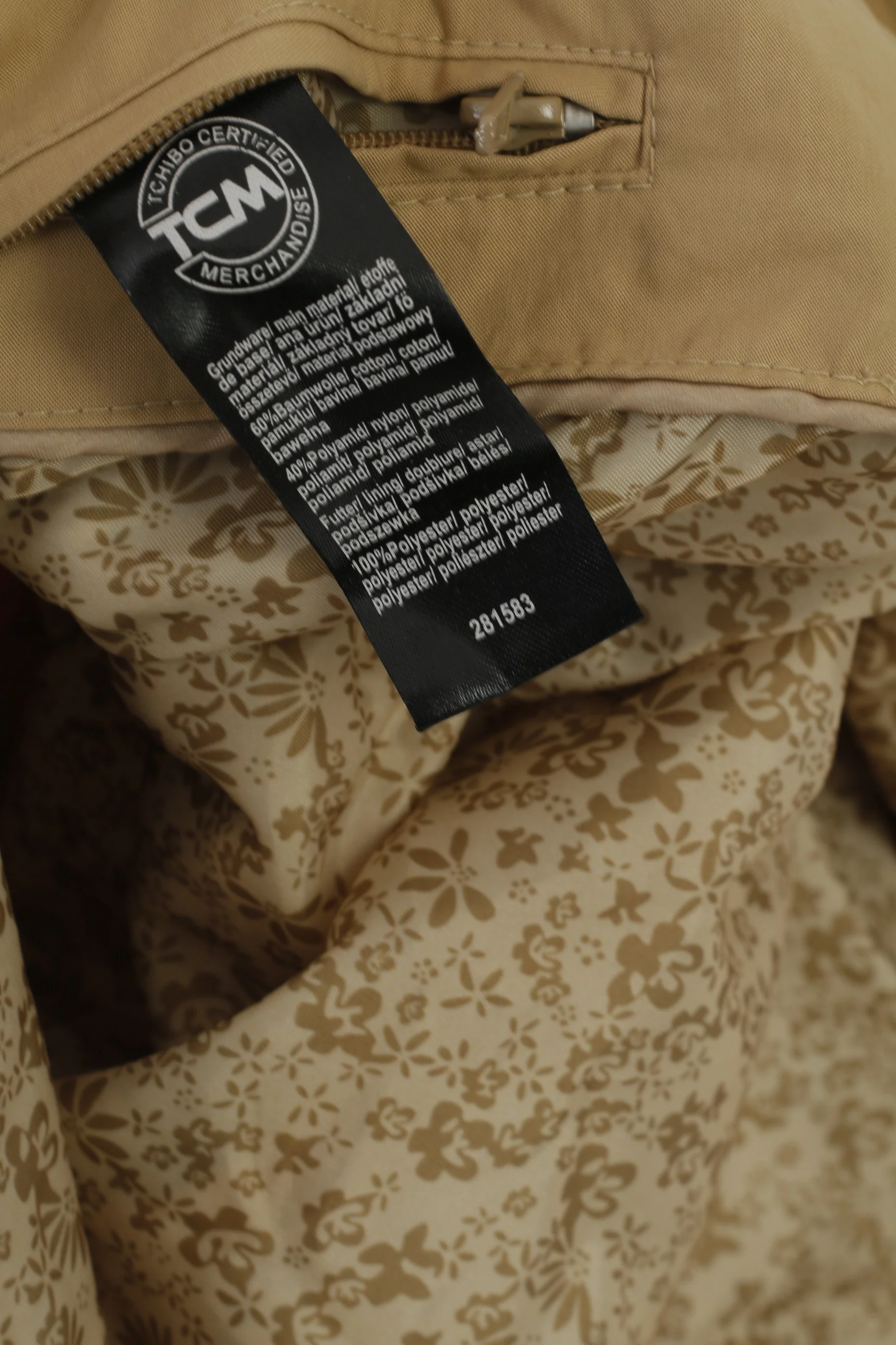 TCM Women 38 M Coat Beige Cotton Nylon Blend Classic Double Breasted Trench - Image 5