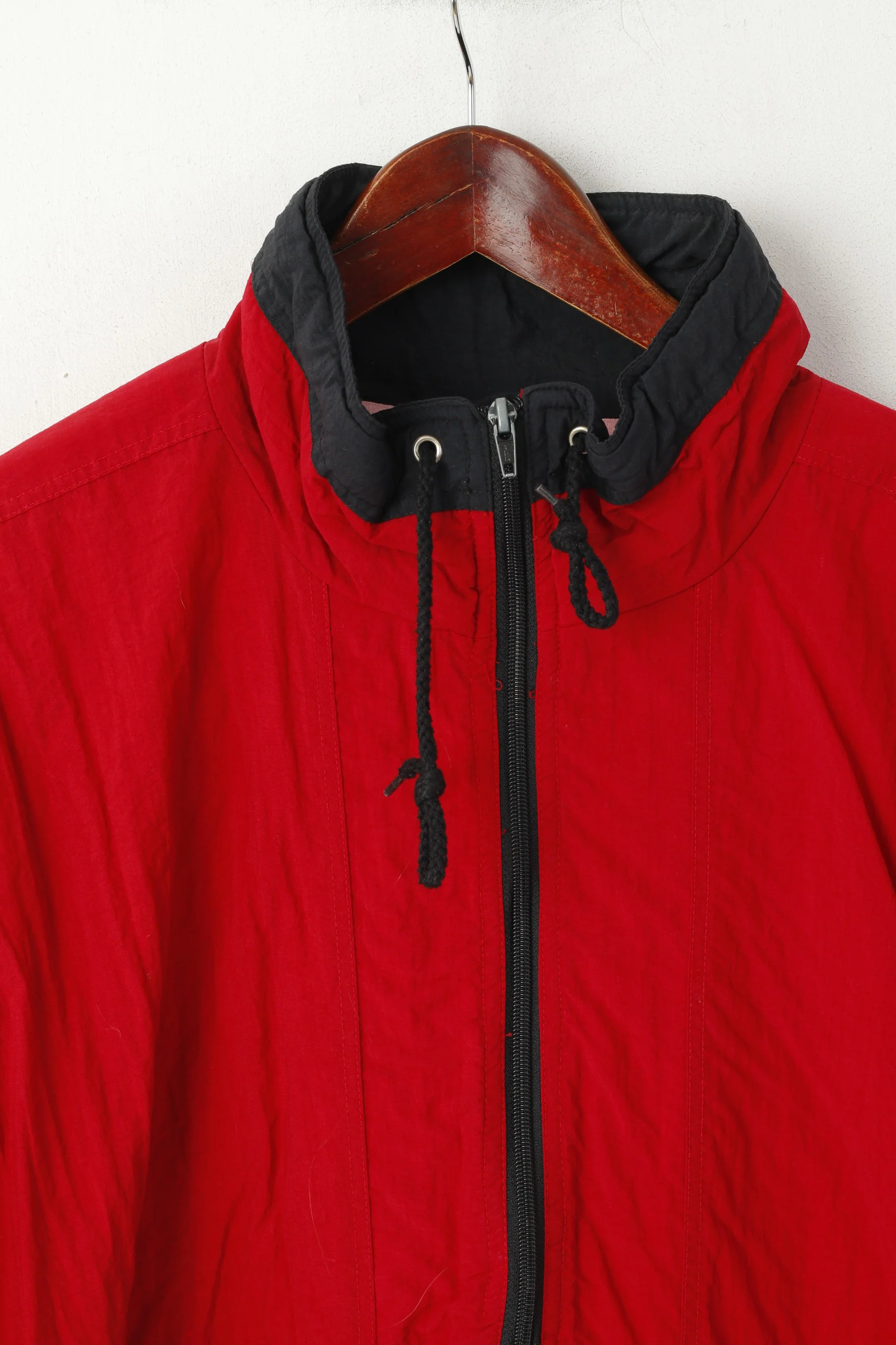 Marcel Clair Men M Pullover Jacket Red Nylon Vintage Festival Zip Neck Top - Image 2