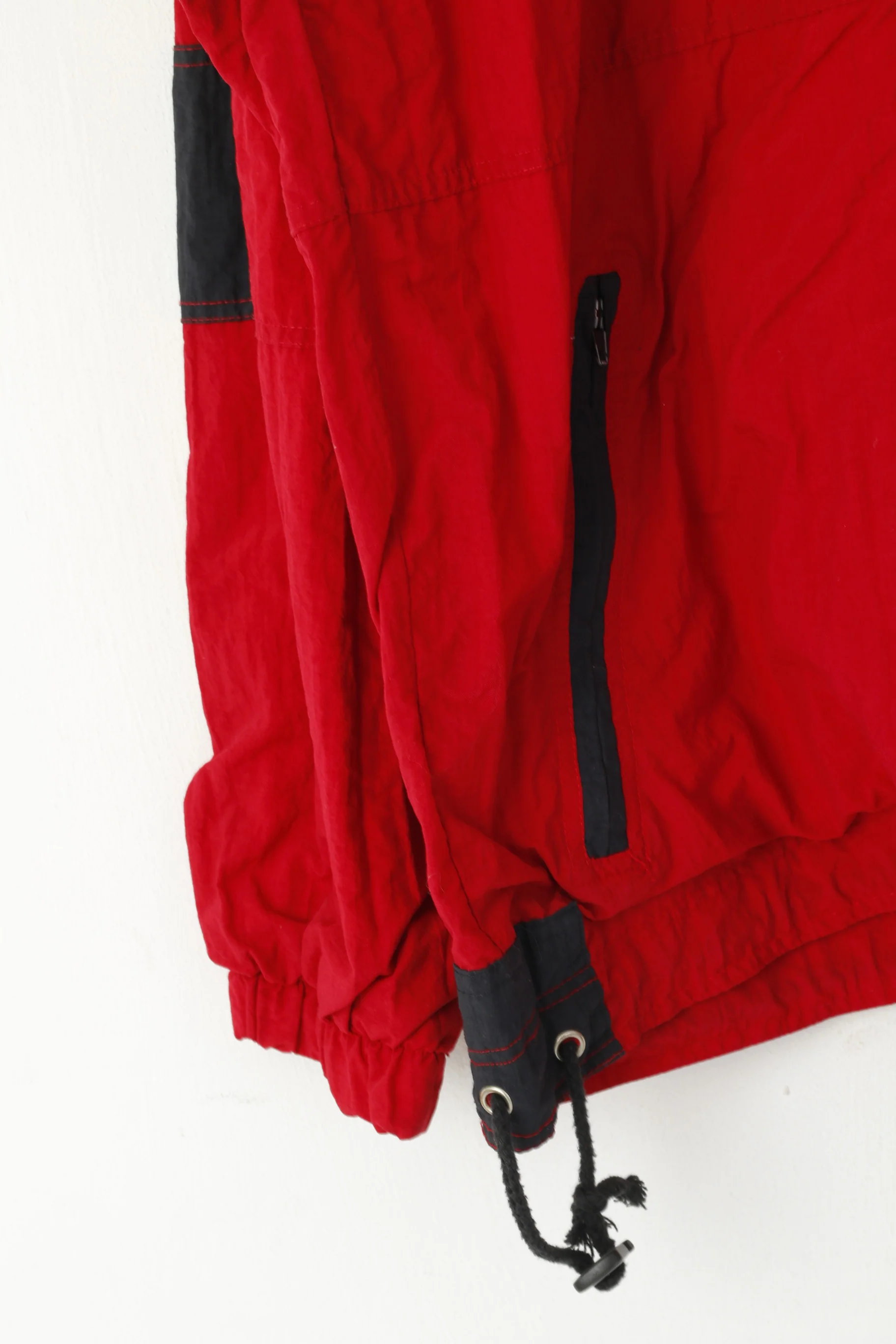 Marcel Clair Men M Pullover Jacket Red Nylon Vintage Festival Zip Neck Top - Image 3