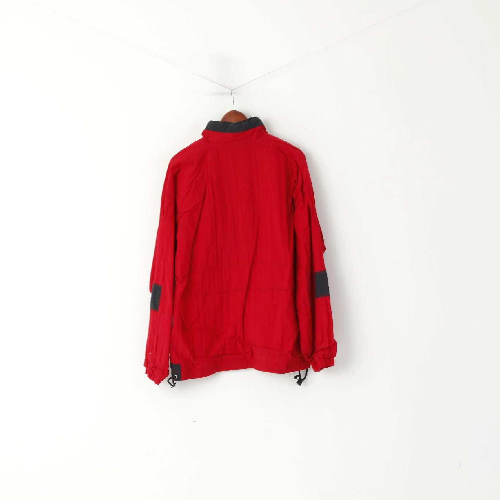 Marcel Clair Men M Pullover Jacket Red Nylon Vintage Festival Zip Neck Top - Image 6