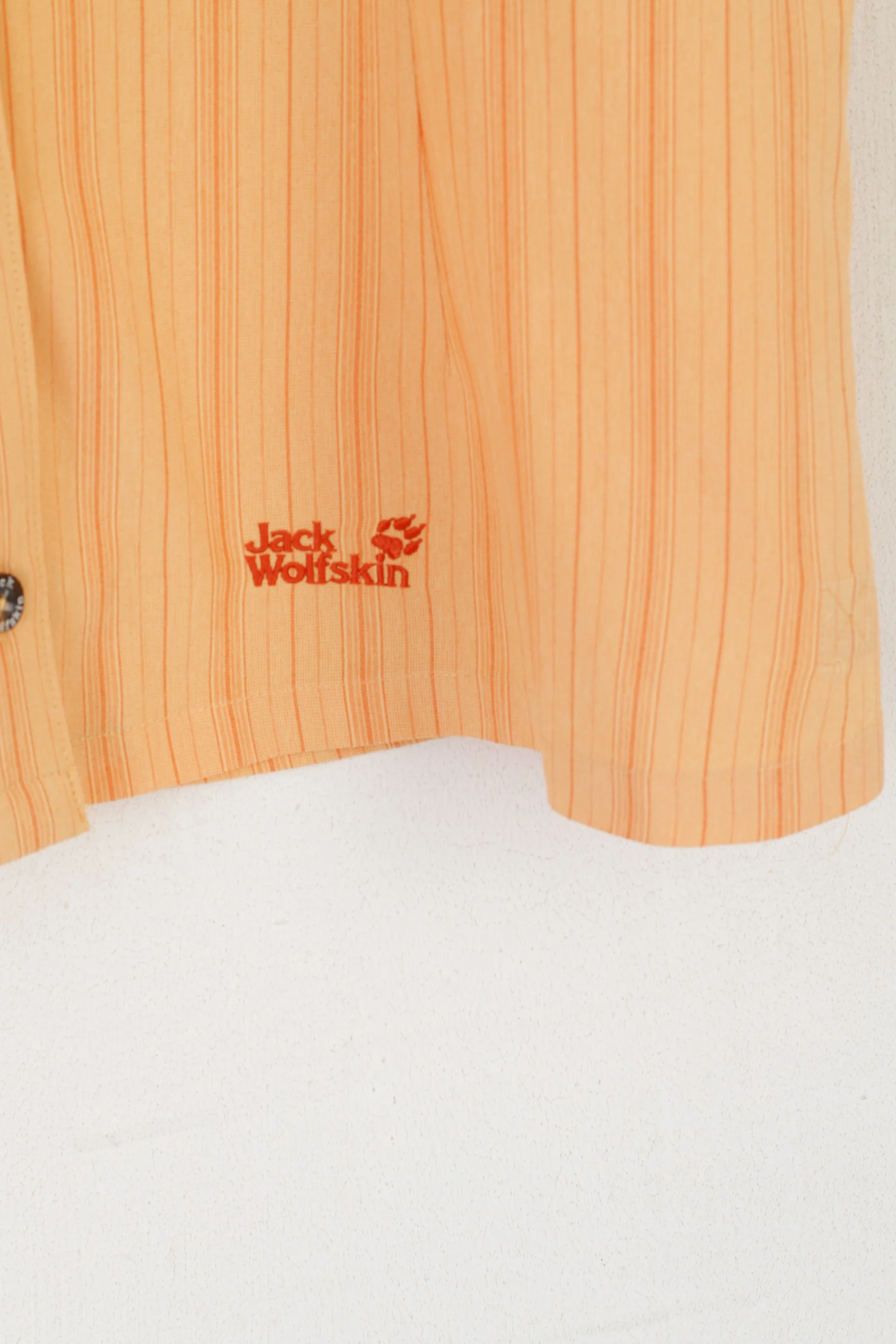 Jack Wolfskin Women L 14/16 Casual Shirt Orange Travel Striped Outdoor Top - Image 3