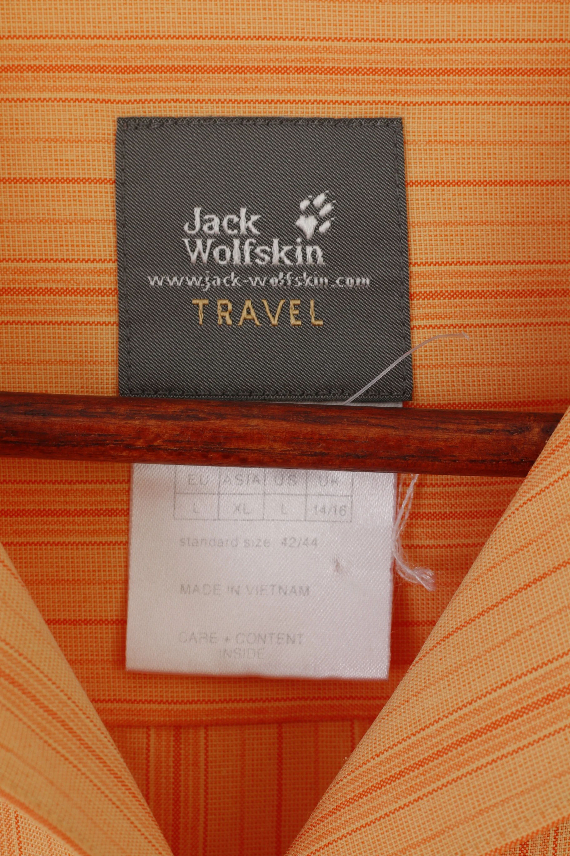 Jack Wolfskin Women L 14/16 Casual Shirt Orange Travel Striped Outdoor Top - Image 4