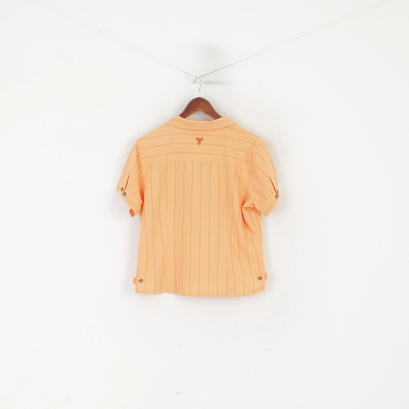 Jack Wolfskin Women L 14/16 Casual Shirt Orange Travel Striped Outdoor Top - Image 6