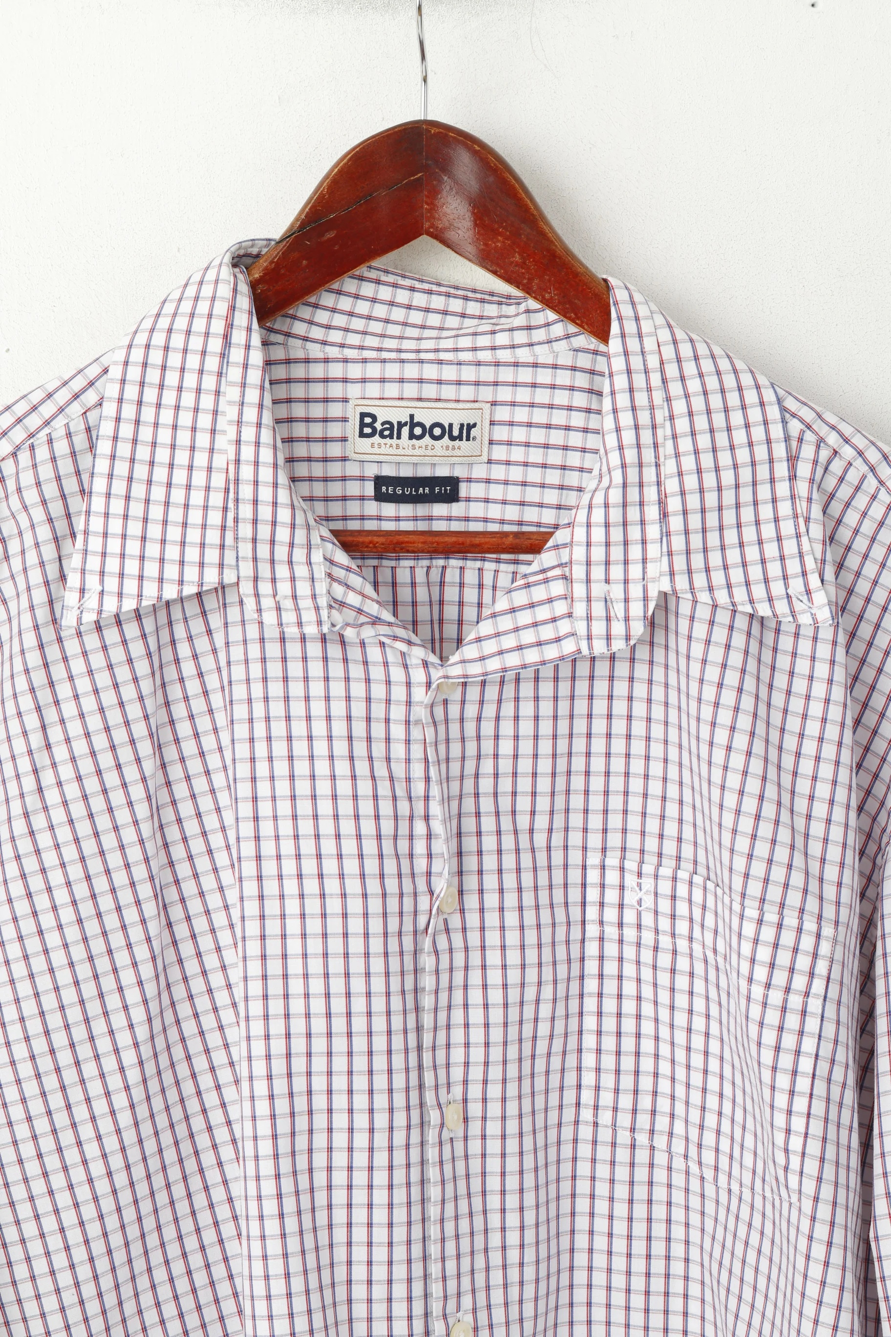 Barbour Men XXL Casual Shirt White Checkered Cotton Regular Fit Long Sleeve Top - Image 2