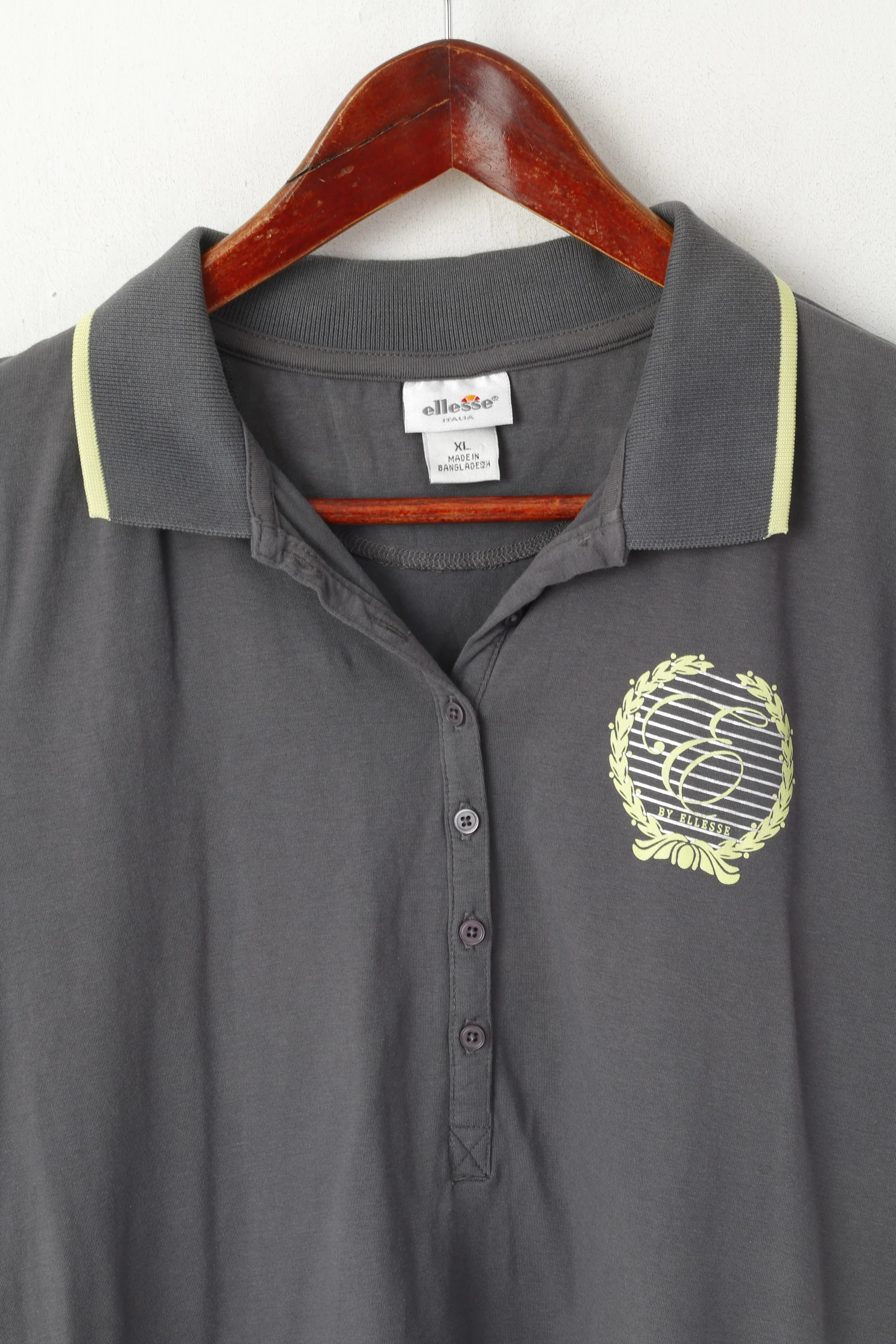 Ellesse Italia Women XL Polo Shirt Grey Cotton Stretch Fit Active Top - Image 2