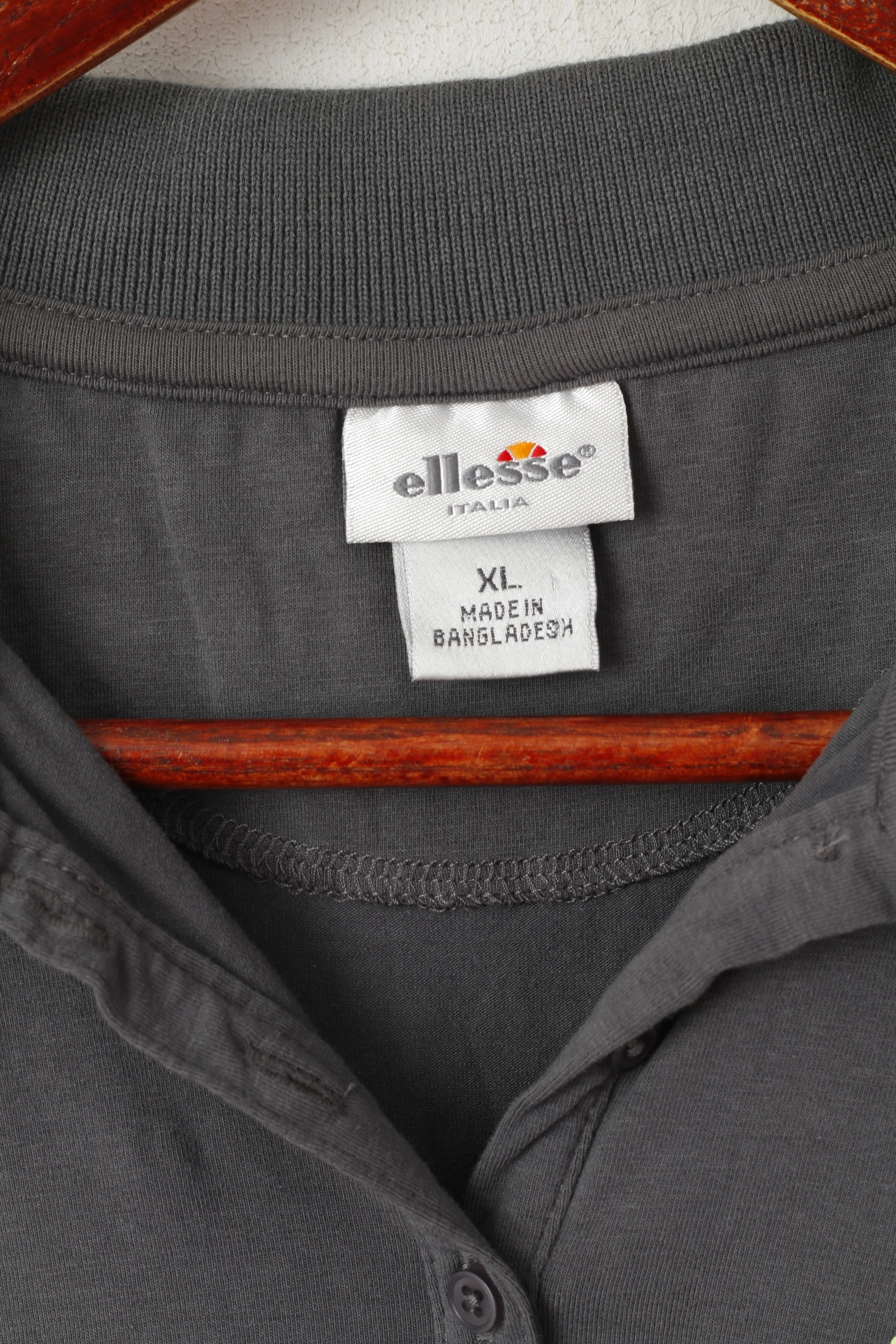 Ellesse Italia Women XL Polo Shirt Grey Cotton Stretch Fit Active Top - Image 3