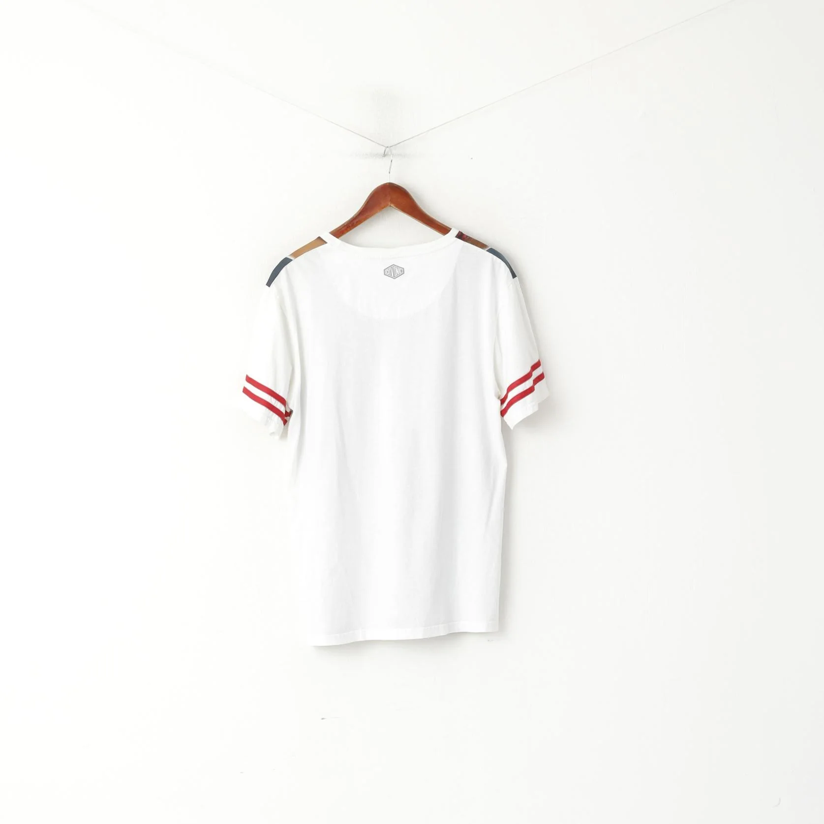 Divine Men 2XL (XL) Shirt White Cotton Graphic England Football Mesh Front Top - Image 6
