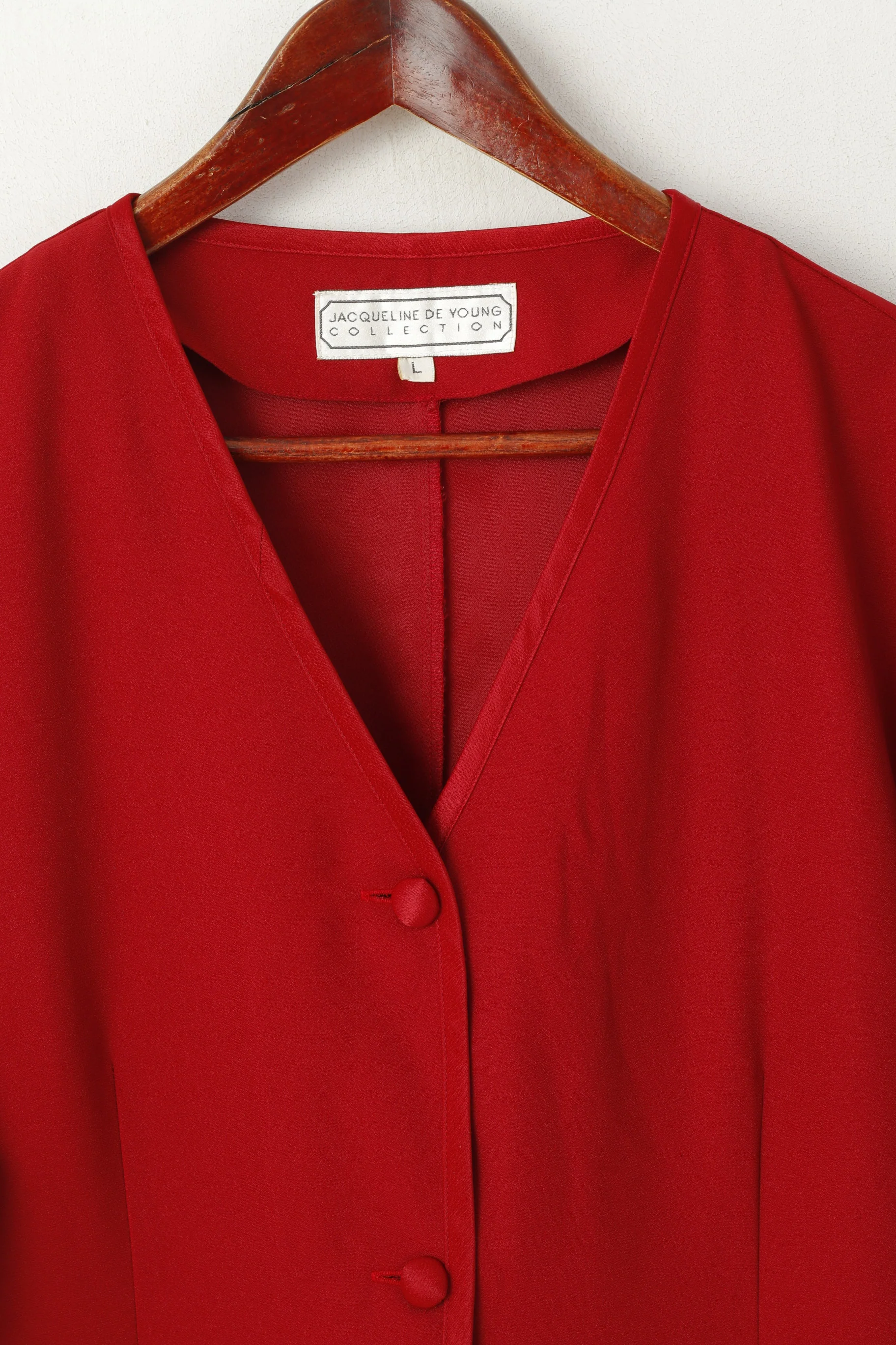 Jacqueline de Young Collection Women L Blazer Maroon Shiny retro Blouse Top - Image 2