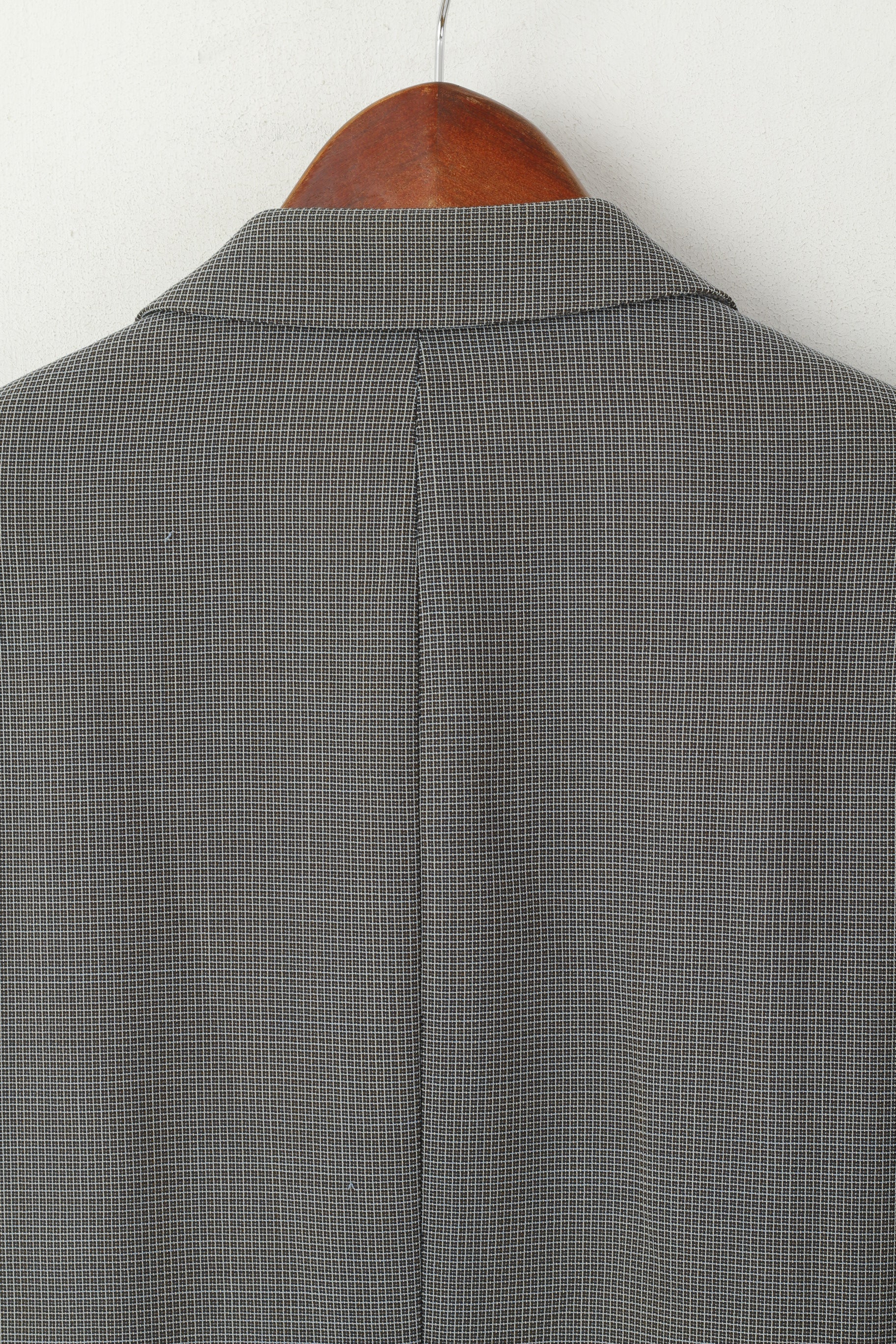Hugo Boss Men 25 40 Blazer Grey Check Vintage Wool Einstein Single Breasted Jacket - Image 6