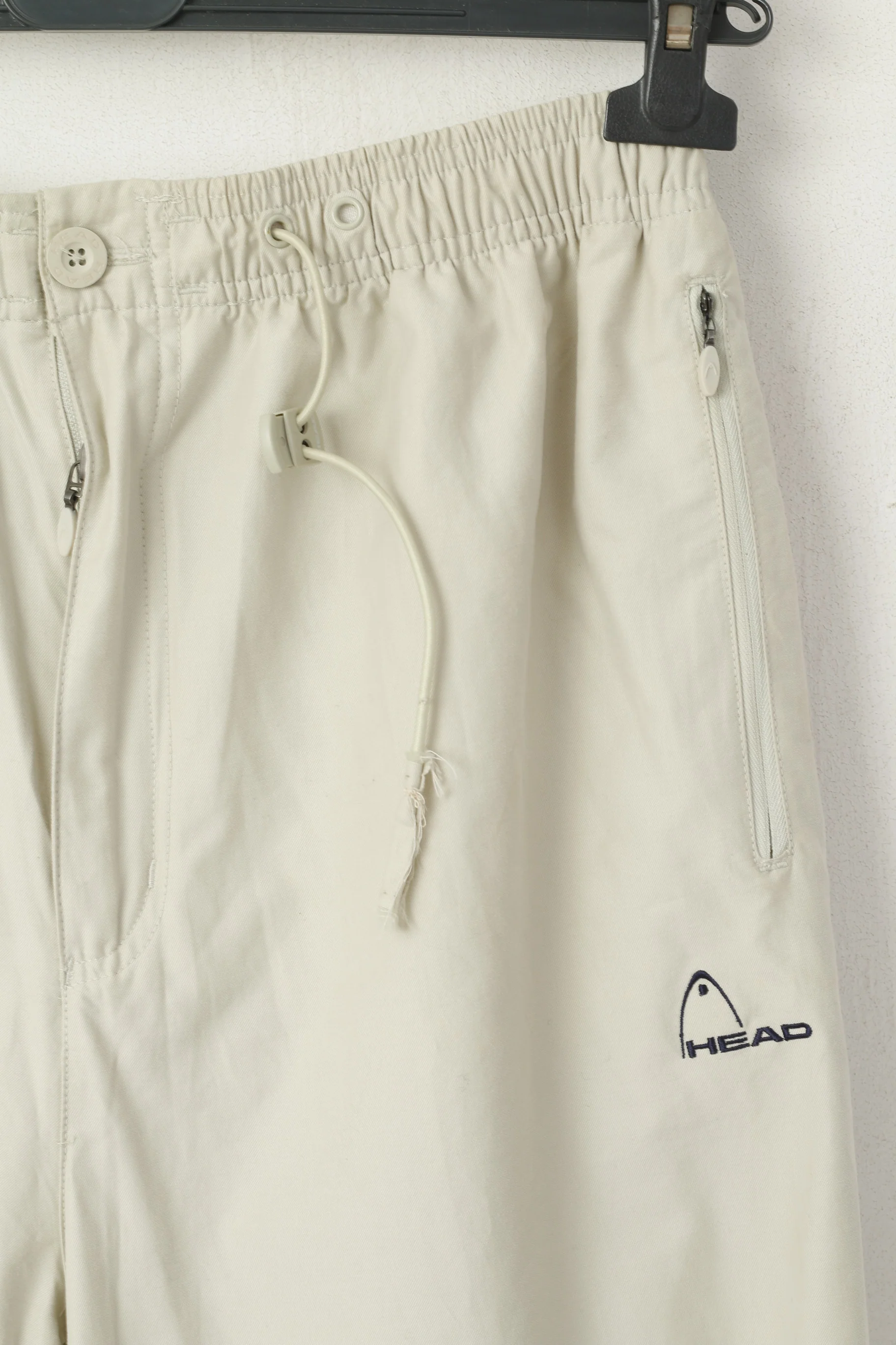 HEAD Men L Trousers Beige Cotton Vintage Nylon Blend Pockets Casuals Pants - Image 2