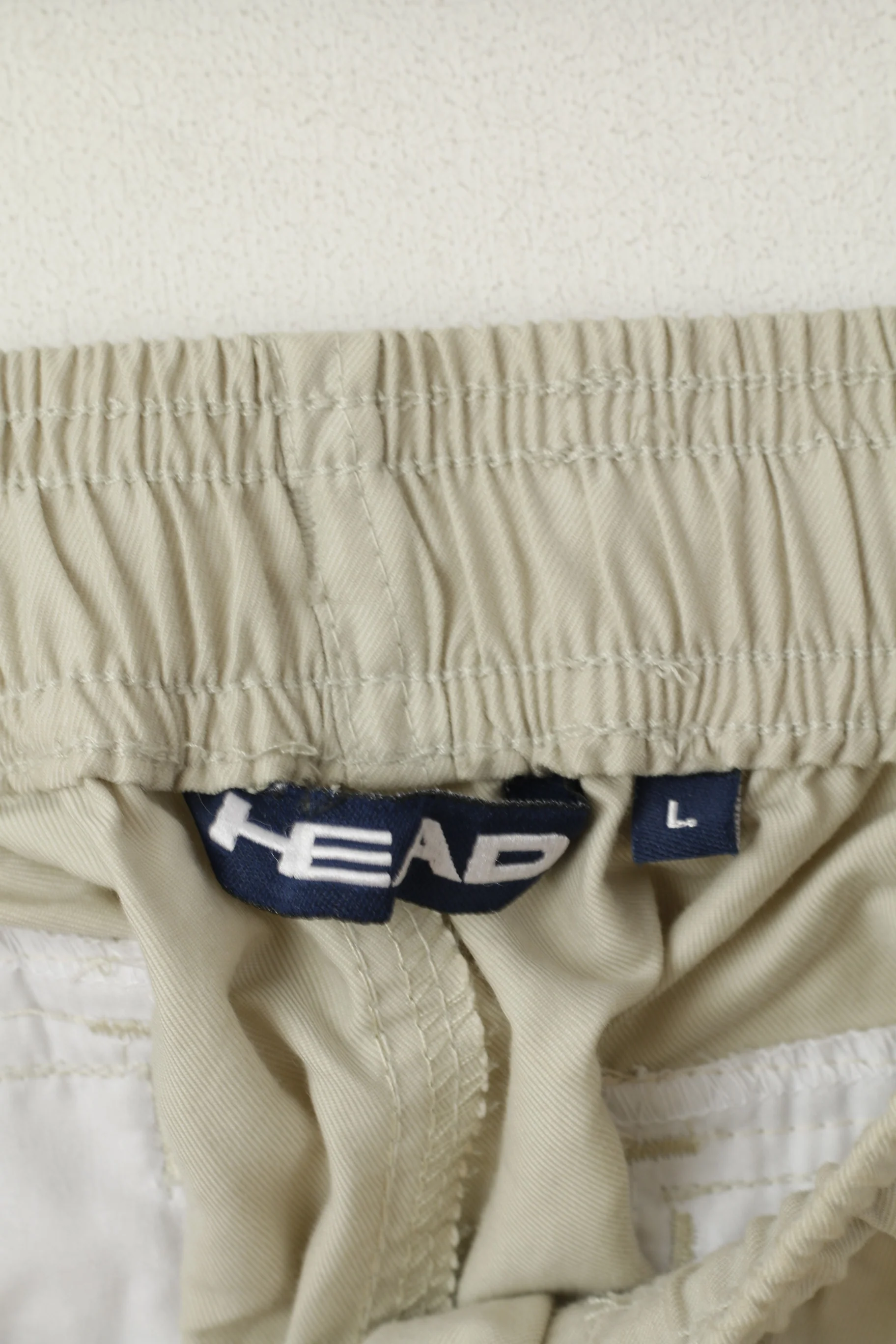 HEAD Men L Trousers Beige Cotton Vintage Nylon Blend Pockets Casuals Pants - Image 5