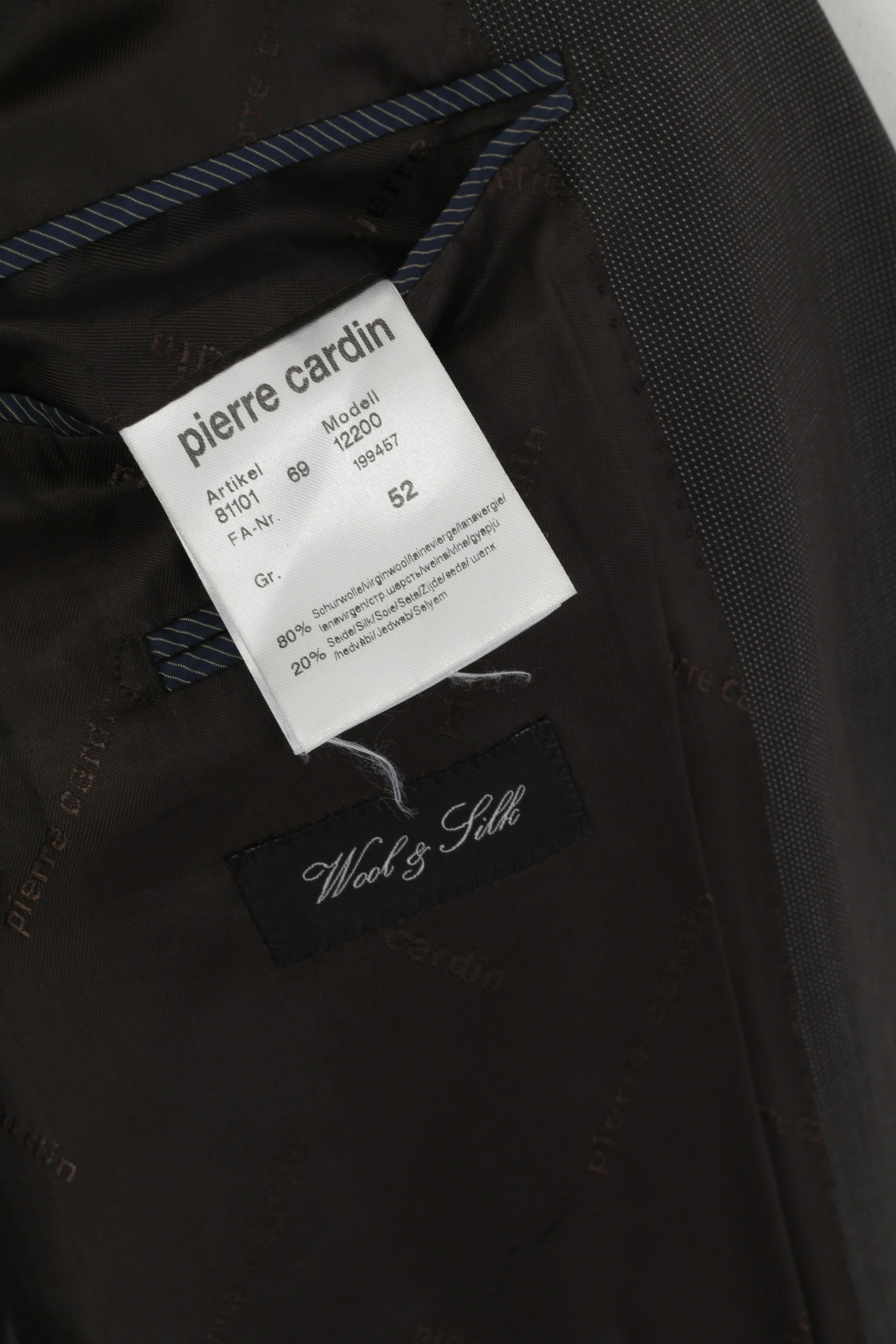 Pierre Cardin Men 52 42 Blazer Brown Silver Wool Silk Blend Single Breasted Jacket - Image 5