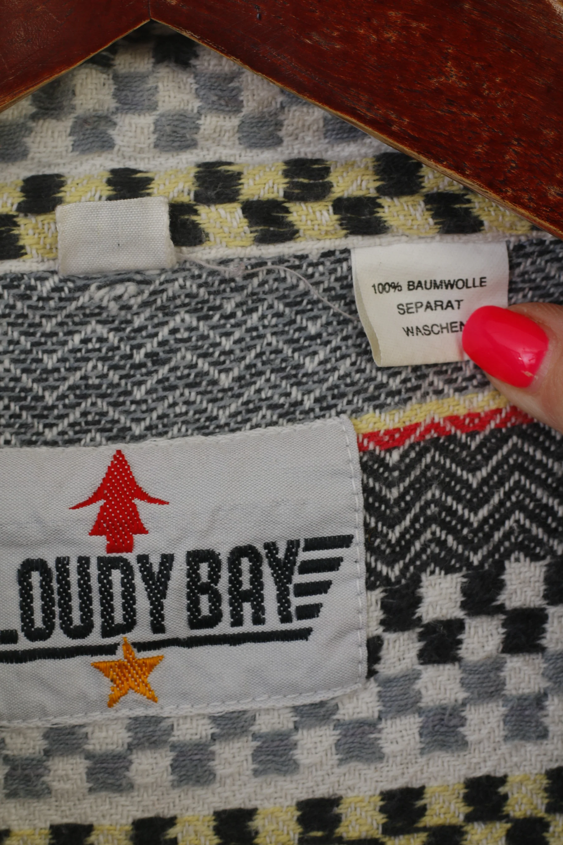 Cloudy Bay Men 39 M Casual Shirt Gray Vintage Aztec Pocket Long Sleeve Top - Image 5