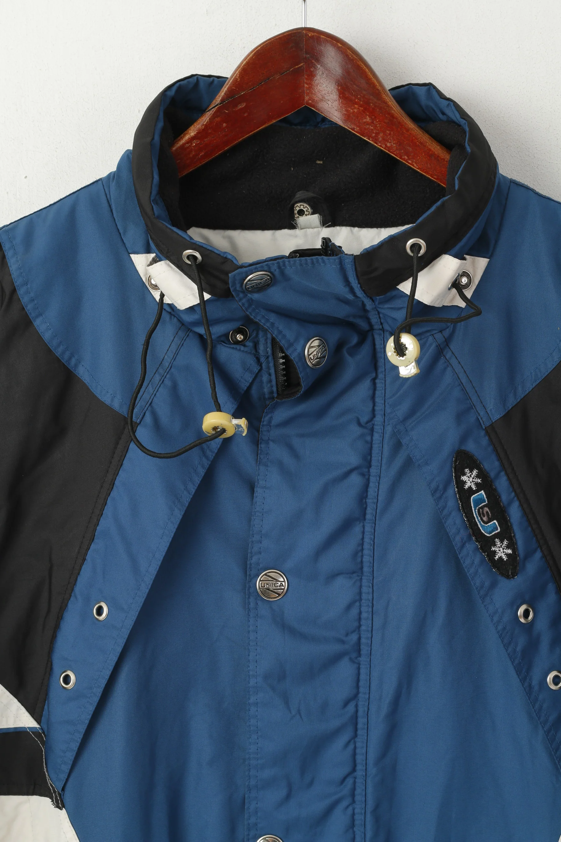 Unica Men L Ski Jacket Blue Vintage Padded Full Zip Drawstring Outdoor Norway Parka - Image 2