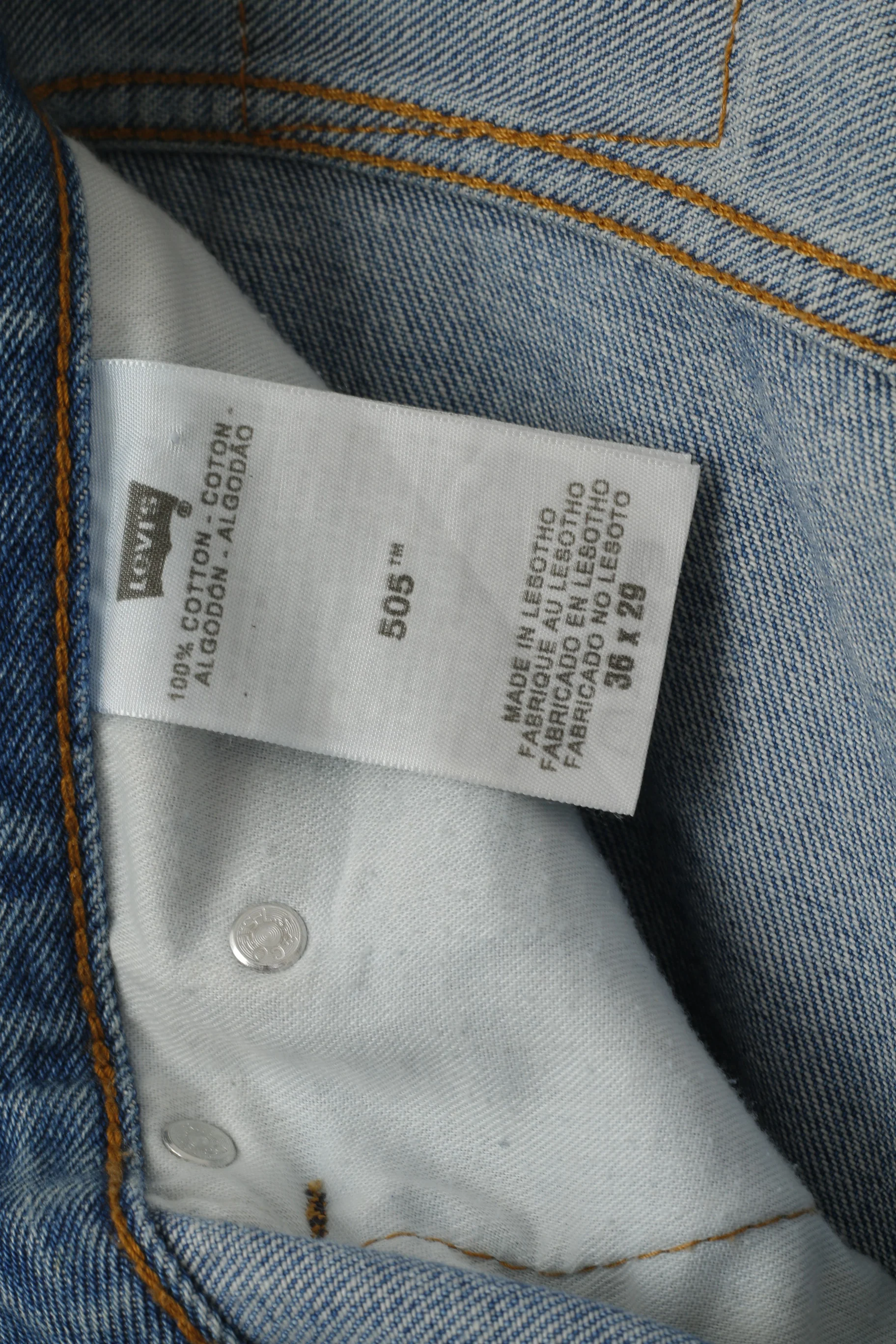 Levi's 505 Men 36 Jenas Trousers Blue Denim Cotton Classic Straight Leg Pants - Image 2