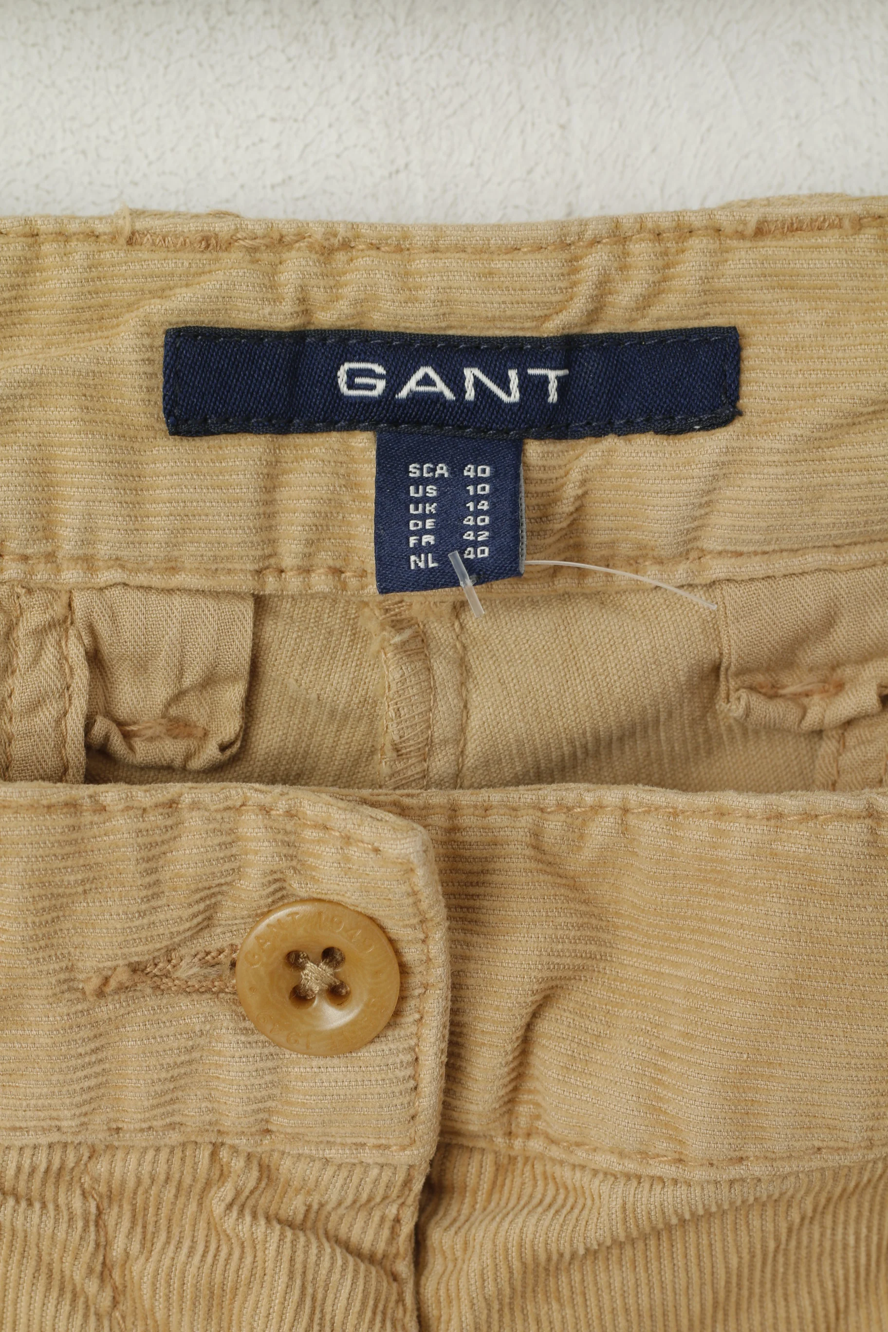 GANT Women 10 14 40 Trousers Camel Cotton Corduroy Classic Pants - Image 3