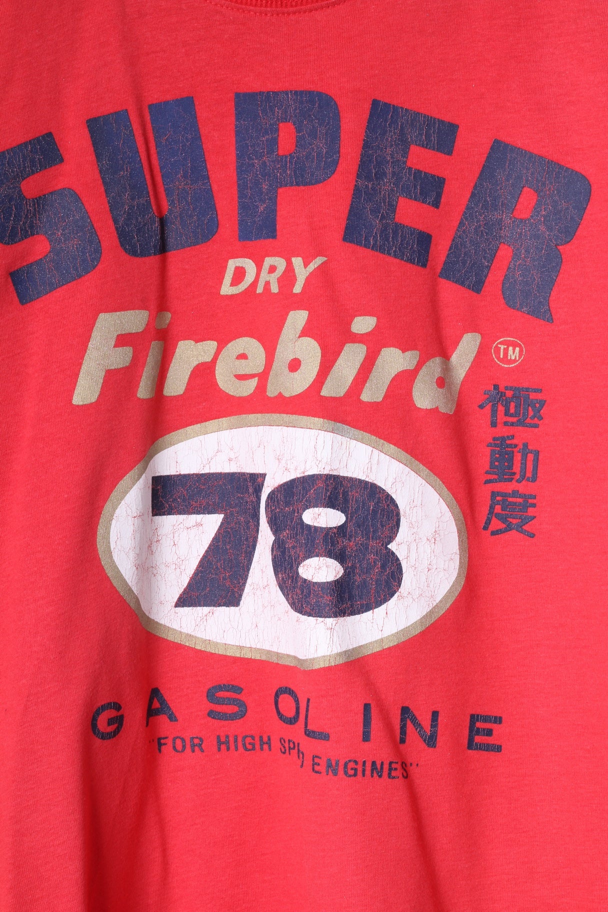 Superdry Mens L T-Shirt Red Cotton Motor Oil Graphic Gasoline Slim Fit Top - Image 3