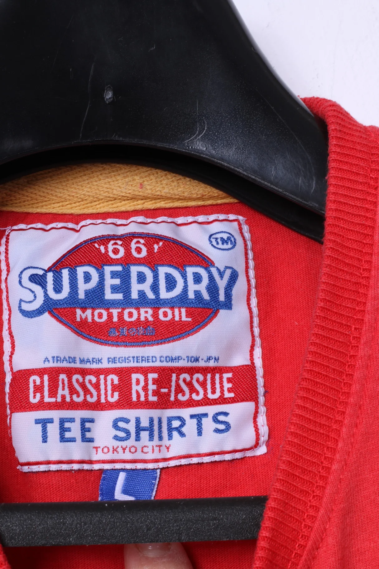 Superdry Mens L T-Shirt Red Cotton Motor Oil Graphic Gasoline Slim Fit Top - Image 5