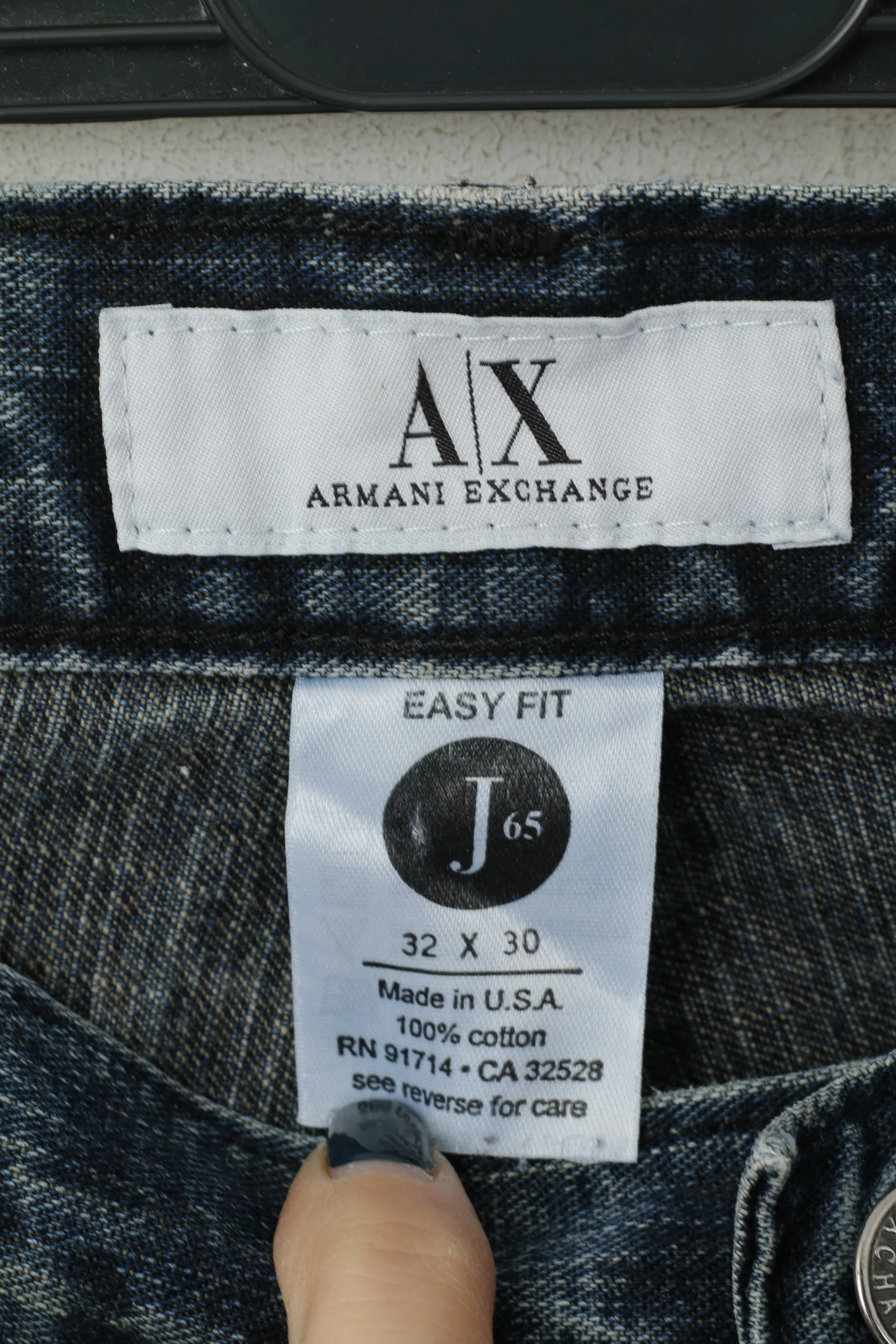 Armani Exchange Men 32 Jeans Trousers Navy Cotton AX Easy Fit Straight Pants - Image 3